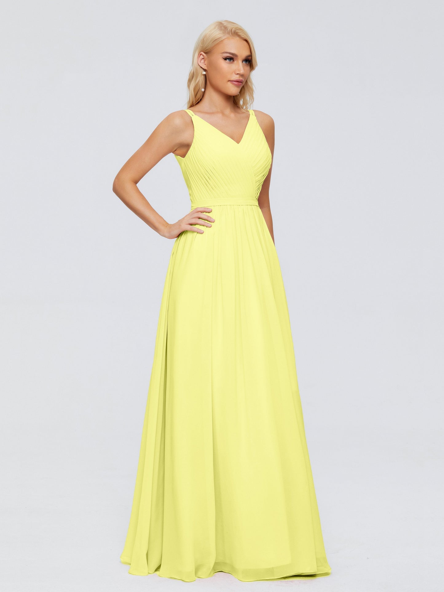 Morgan A-line V Neck Chiffon Bridesmaid Dresses