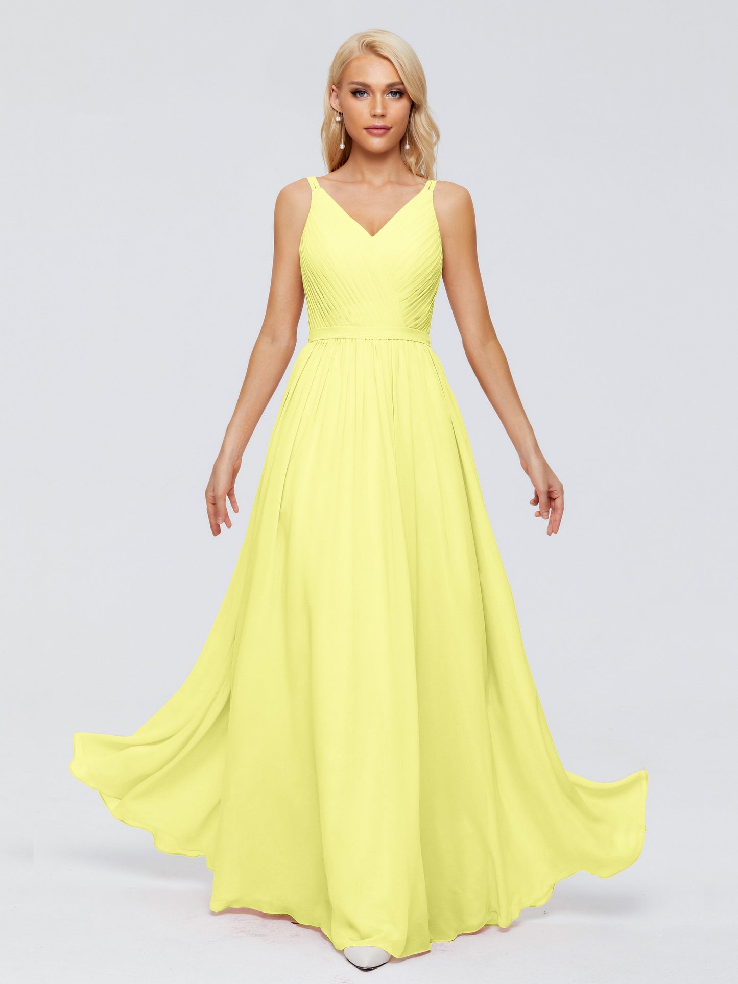 Morgan A-line V Neck Chiffon Bridesmaid Dresses