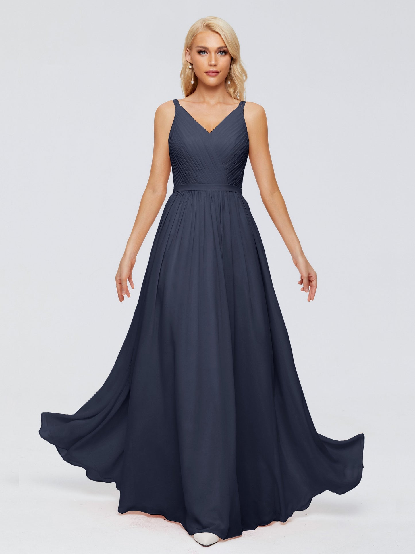 Morgan A-line V Neck Chiffon Bridesmaid Dresses