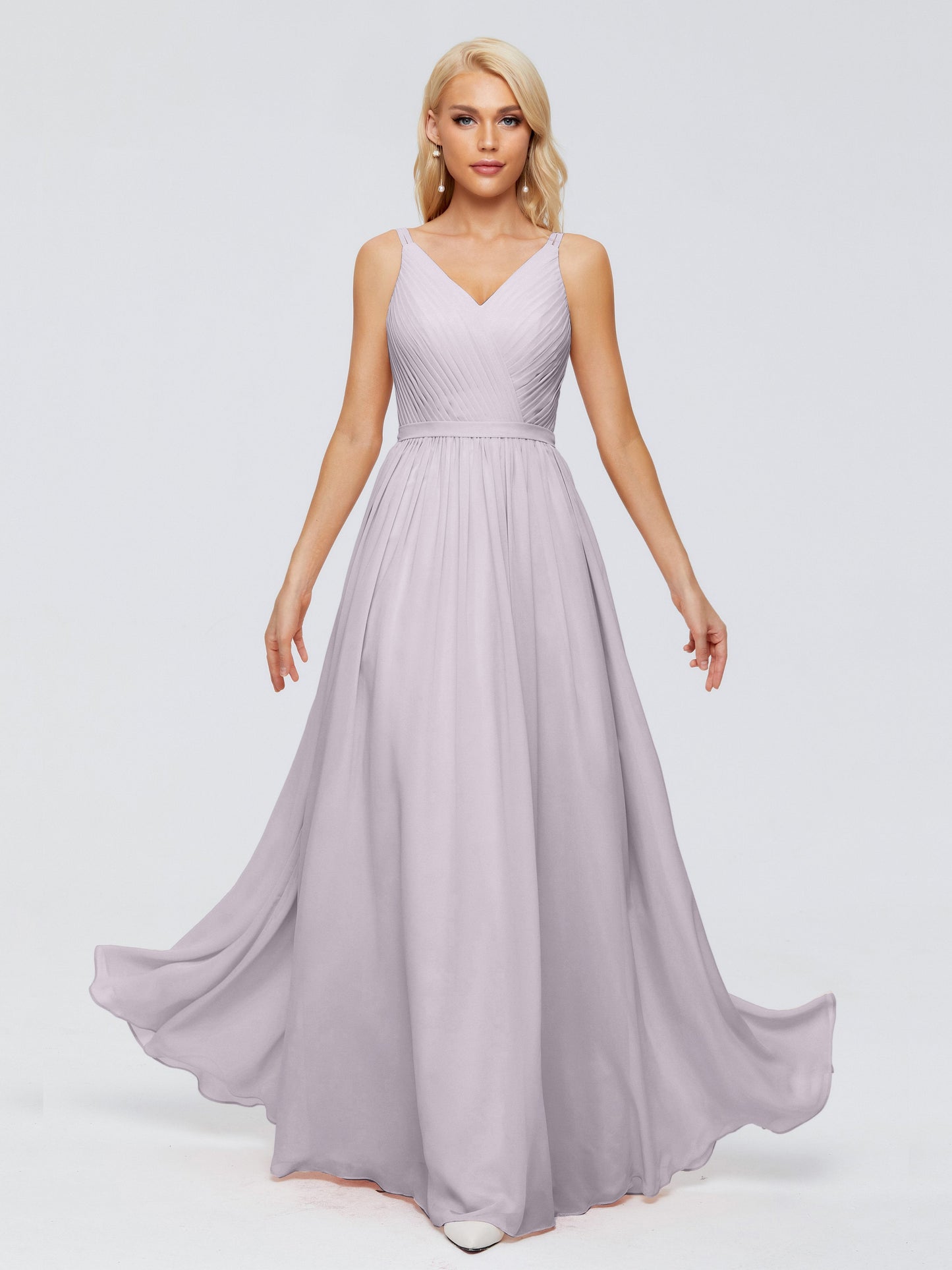 Morgan A-line V Neck Chiffon Bridesmaid Dresses