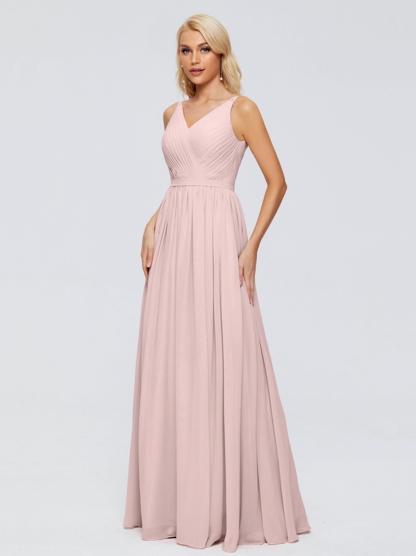 Morgan A-line V Neck Chiffon Bridesmaid Dresses