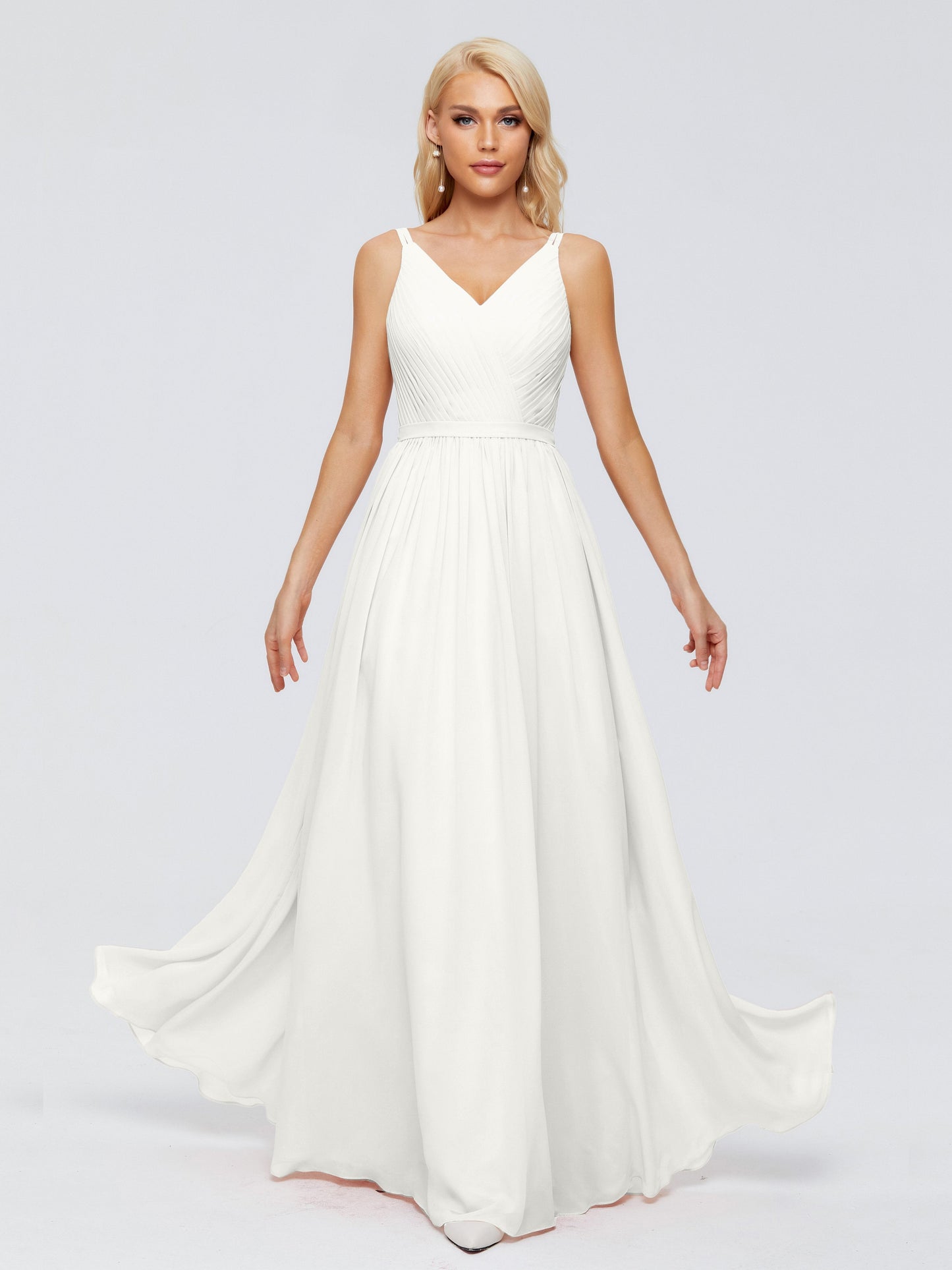 Morgan A-line V Neck Chiffon Bridesmaid Dresses