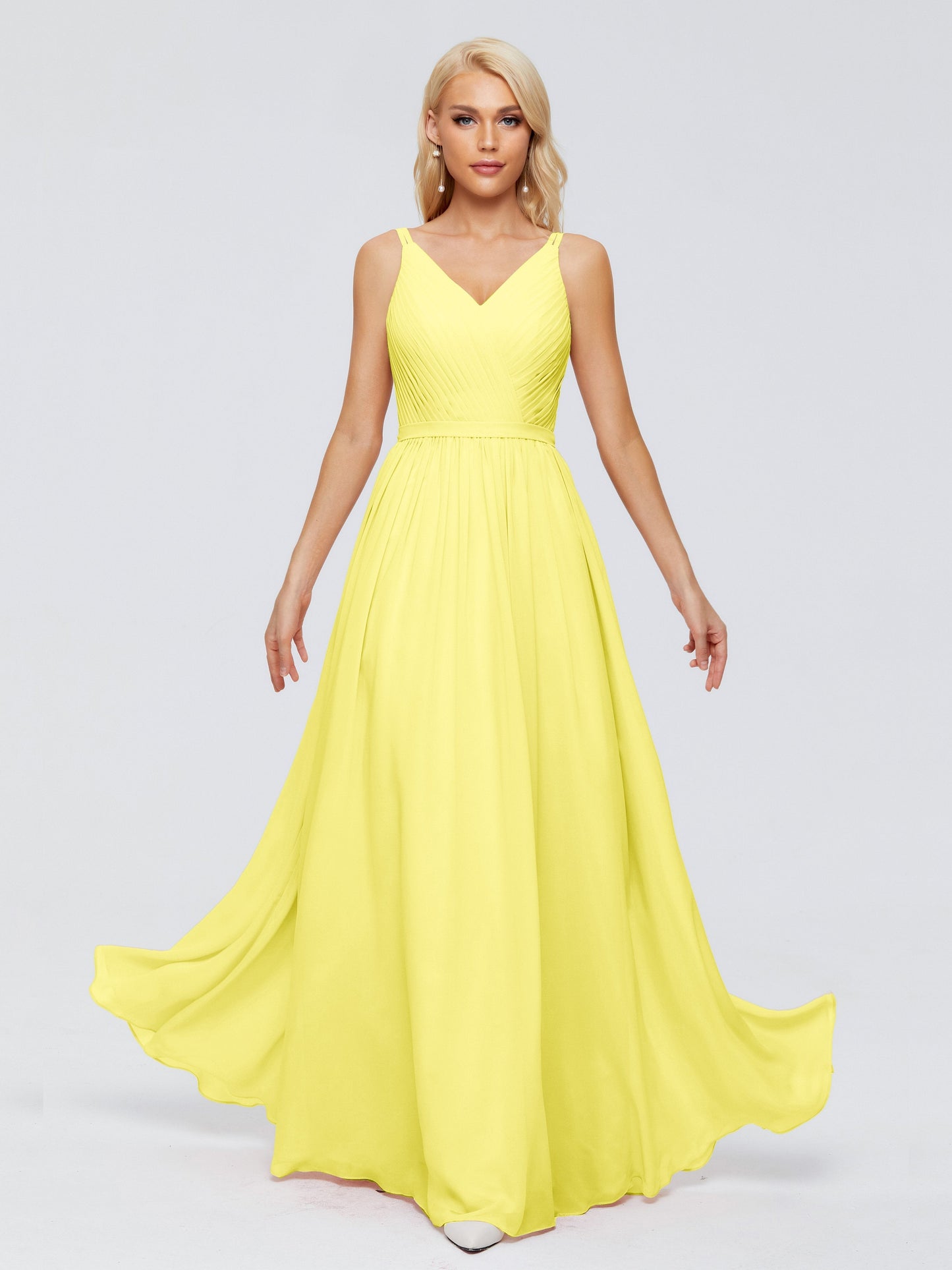 Morgan A-line V Neck Chiffon Bridesmaid Dresses