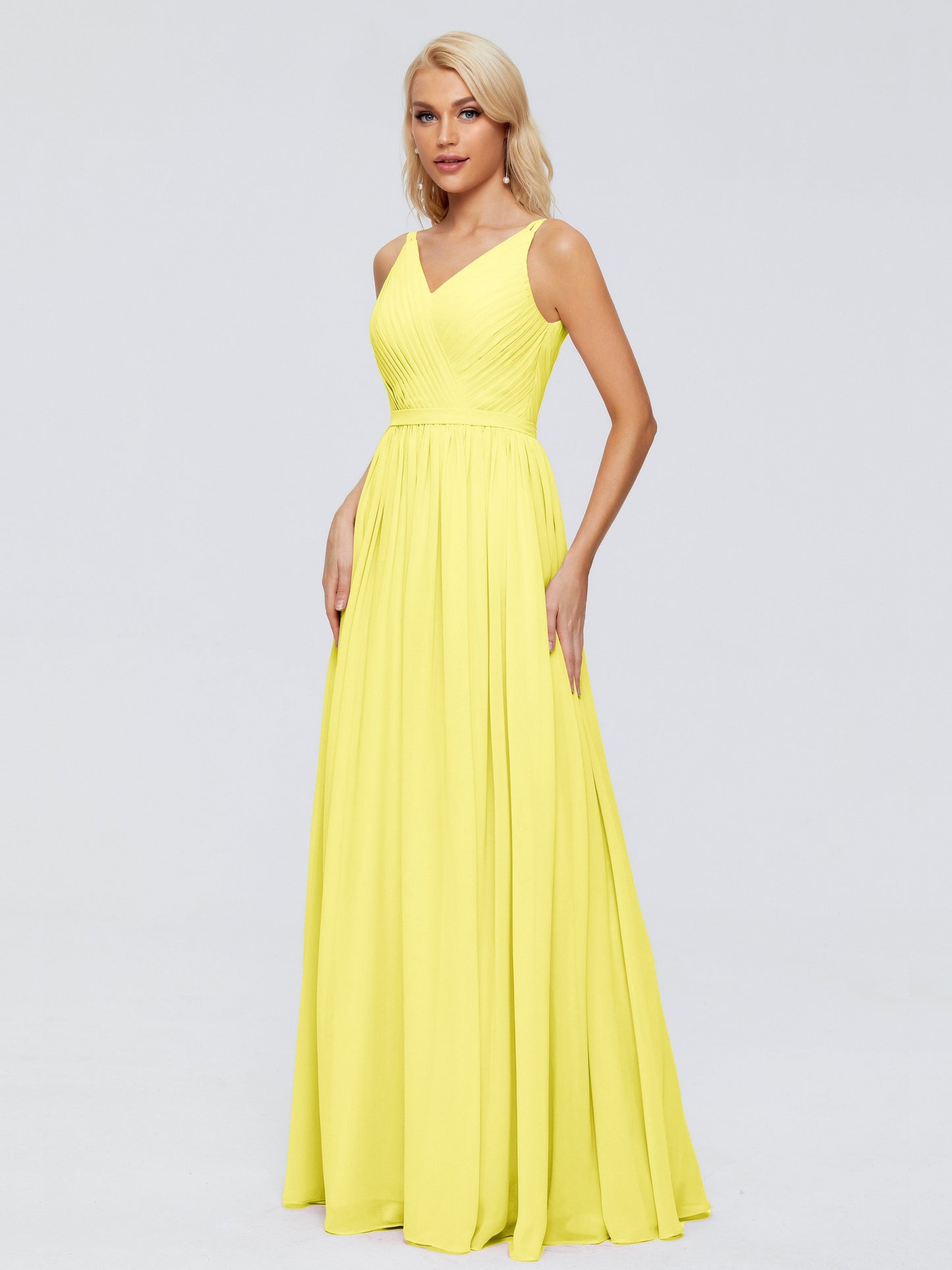 Morgan A-line V Neck Chiffon Bridesmaid Dresses