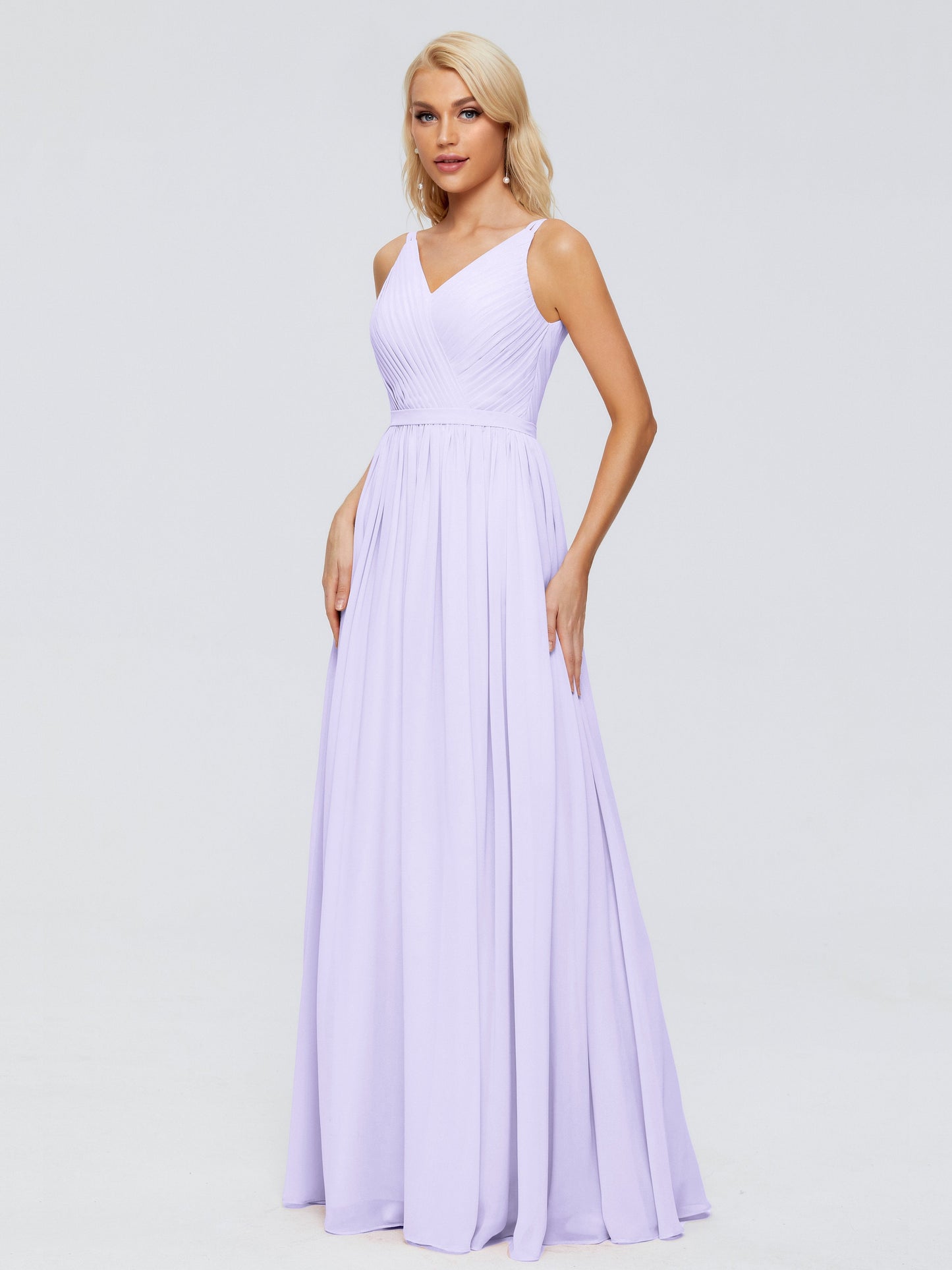 Morgan A-line V Neck Chiffon Bridesmaid Dresses