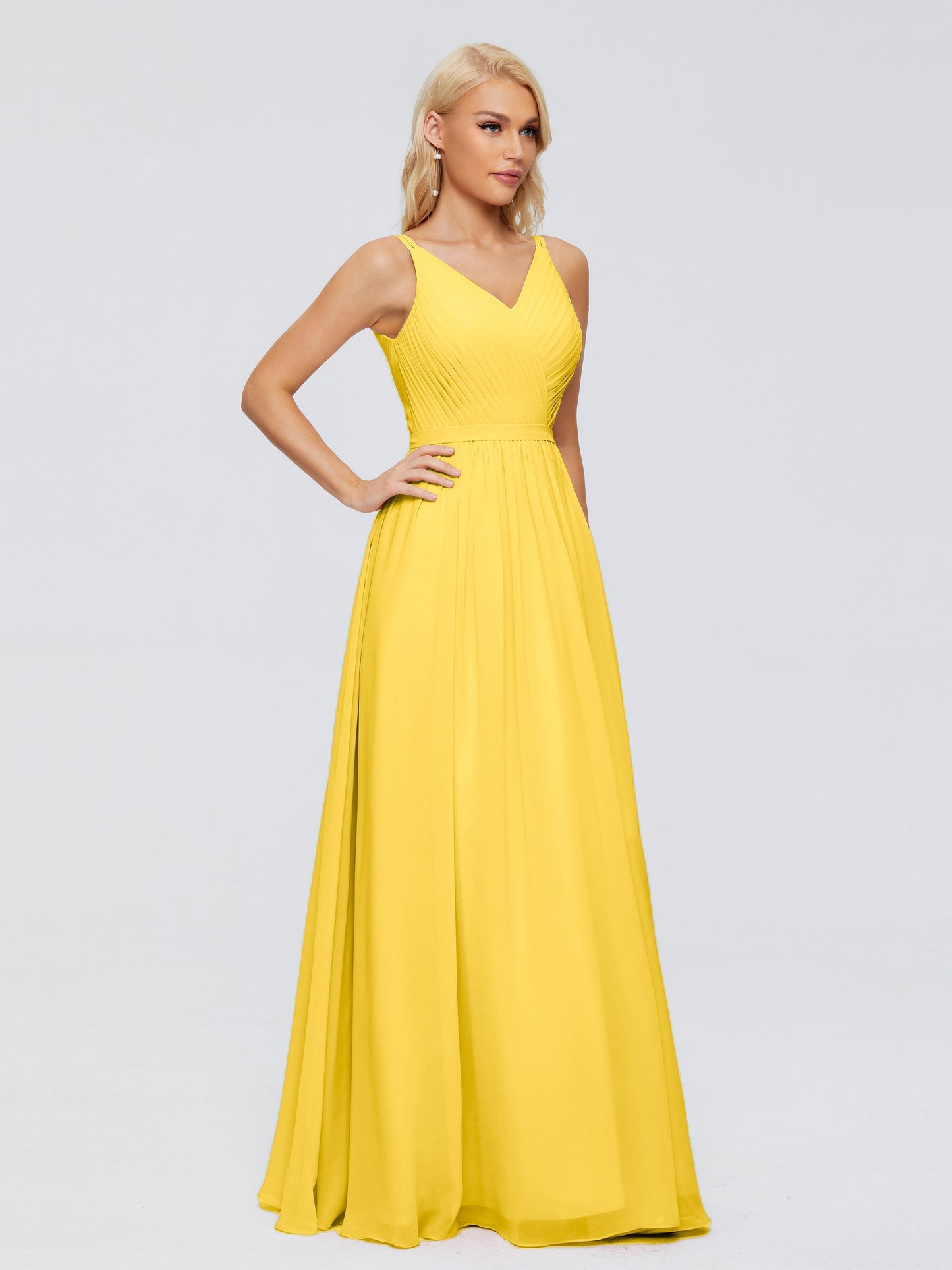 Morgan A-line V Neck Chiffon Bridesmaid Dresses