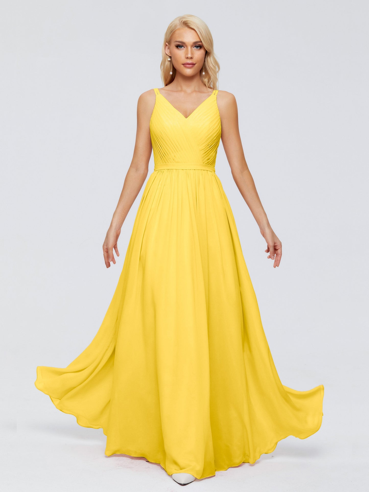 Morgan A-line V Neck Chiffon Bridesmaid Dresses