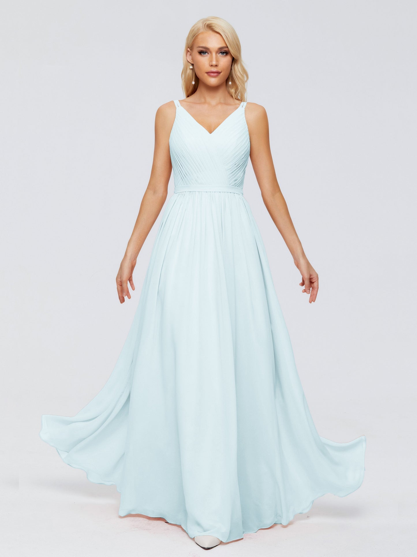 Morgan A-line V Neck Chiffon Bridesmaid Dresses