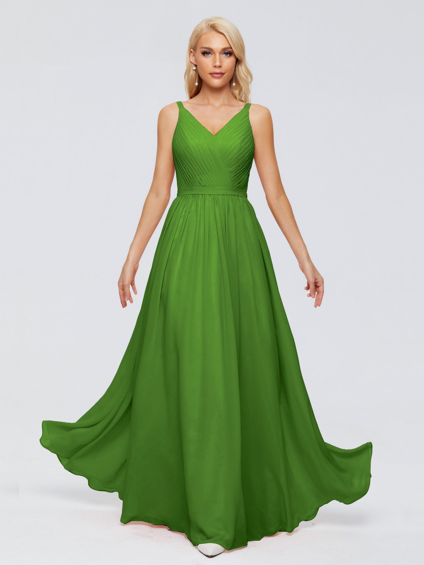 Morgan A-line V Neck Chiffon Bridesmaid Dresses