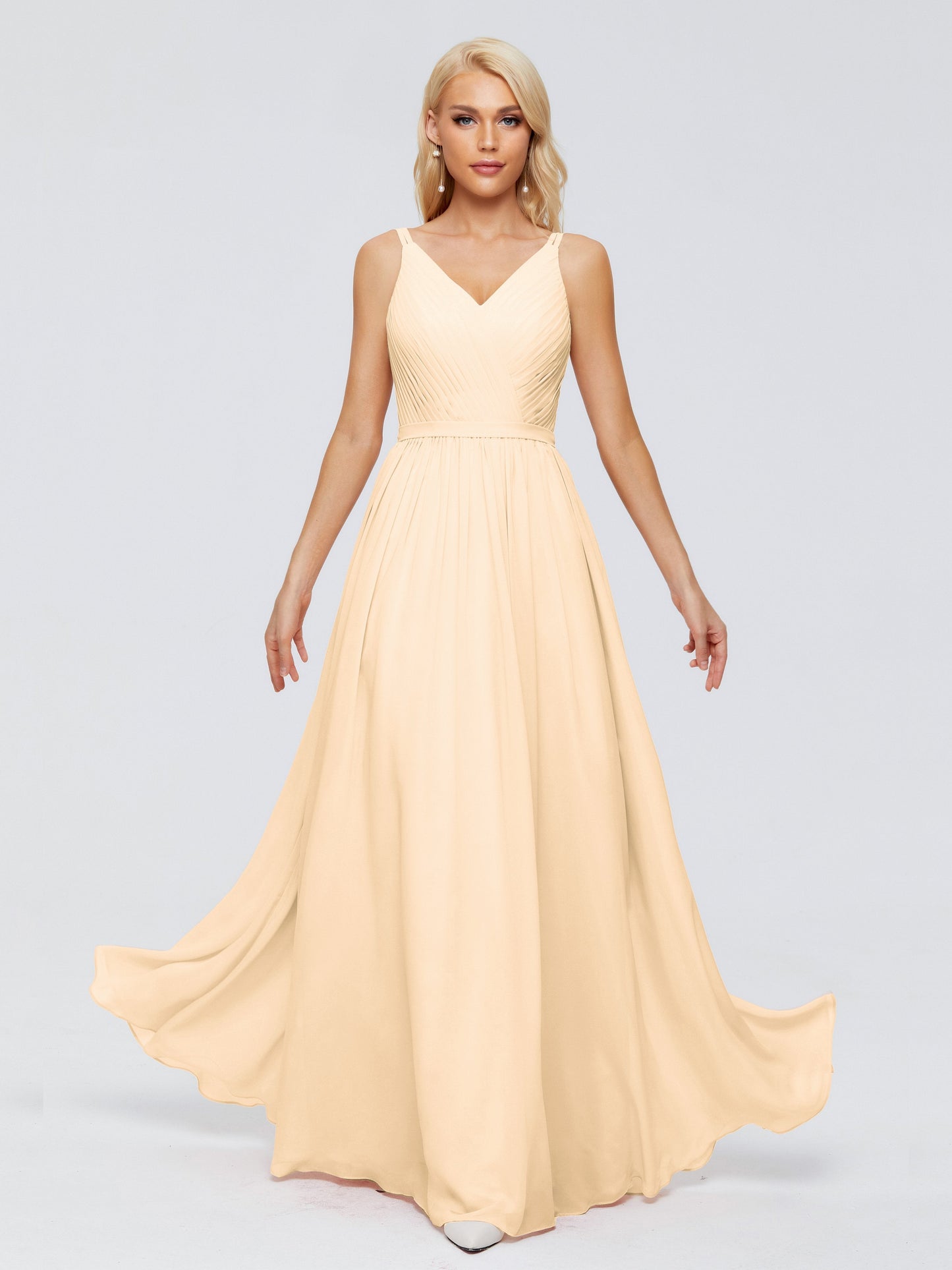 Morgan A-line V Neck Chiffon Bridesmaid Dresses