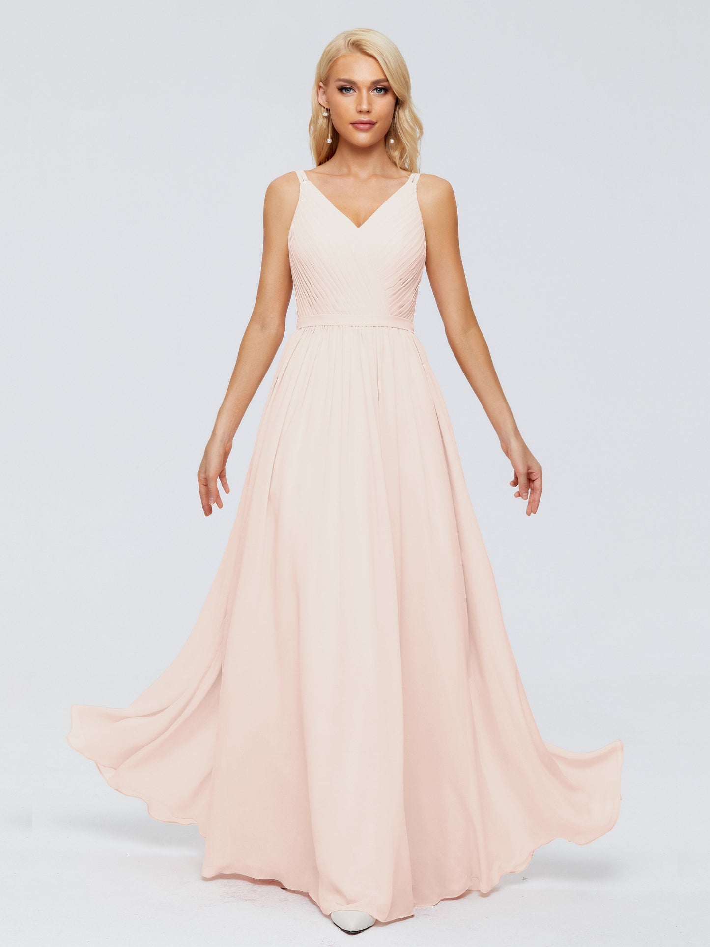 Morgan A-line V Neck Chiffon Bridesmaid Dresses