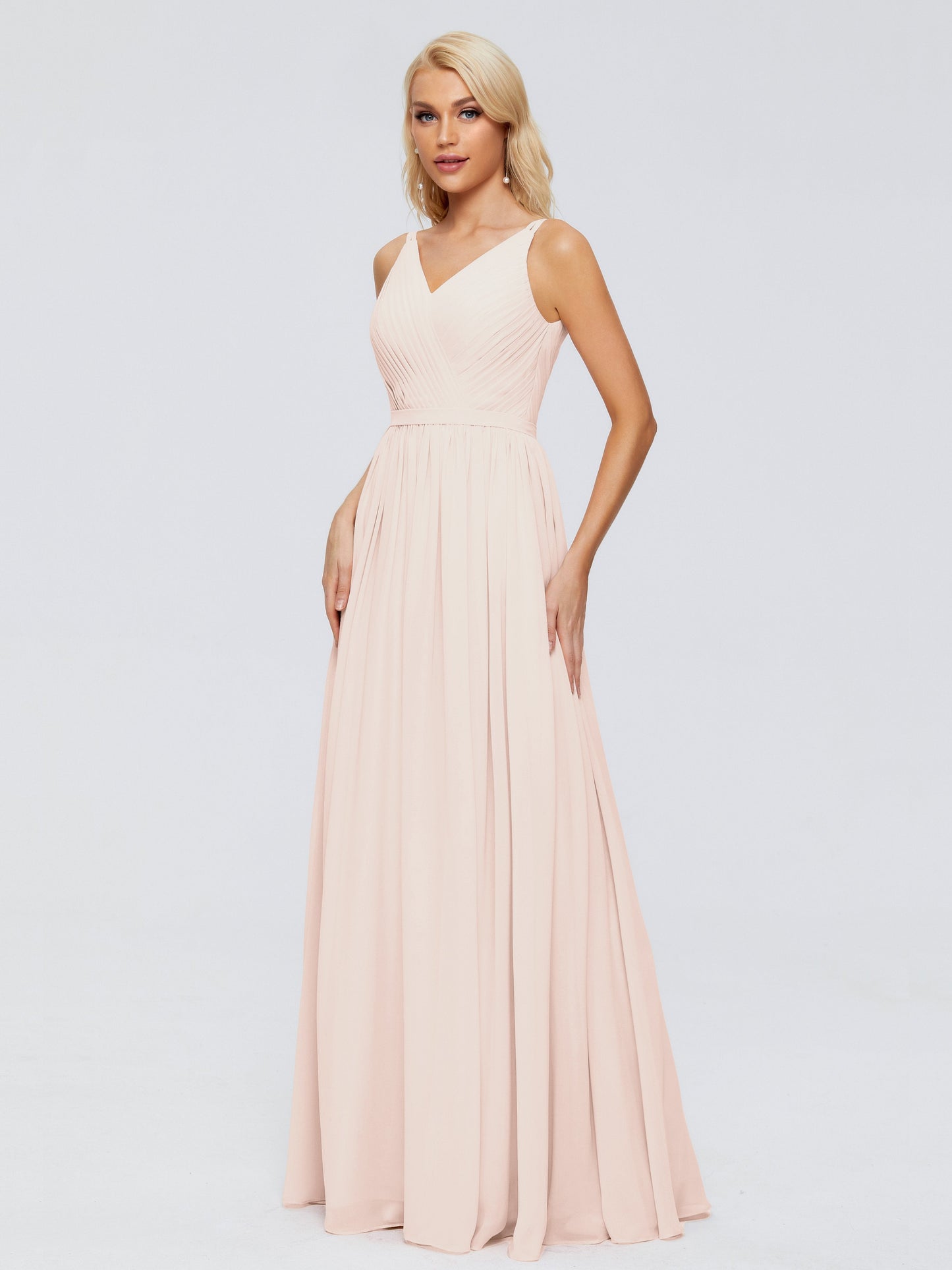 Morgan A-line V Neck Chiffon Bridesmaid Dresses