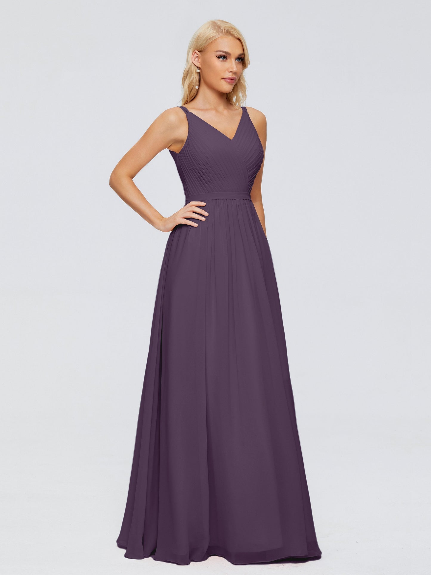 Morgan A-line V Neck Chiffon Bridesmaid Dresses