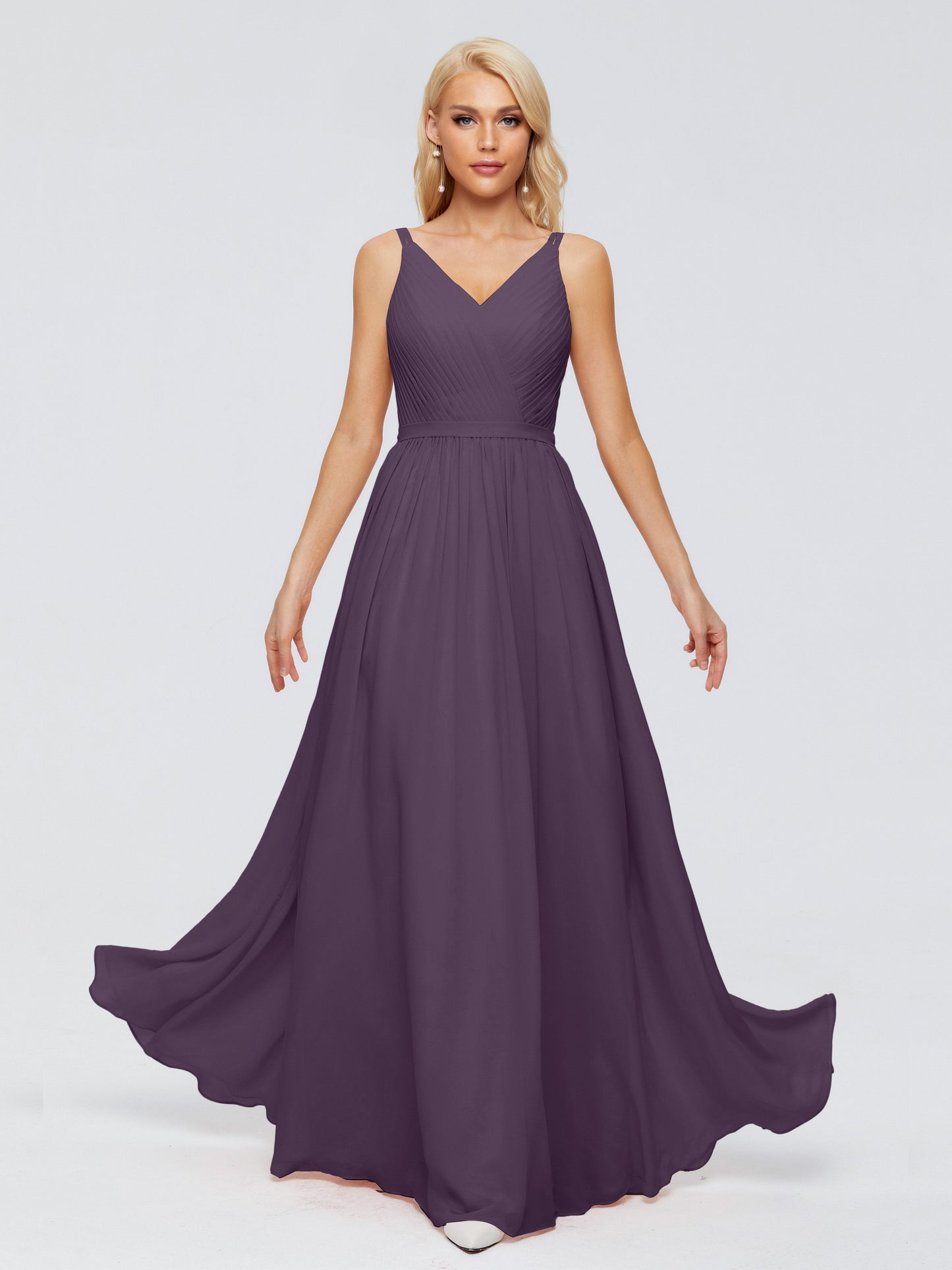 Morgan A-line V Neck Chiffon Bridesmaid Dresses