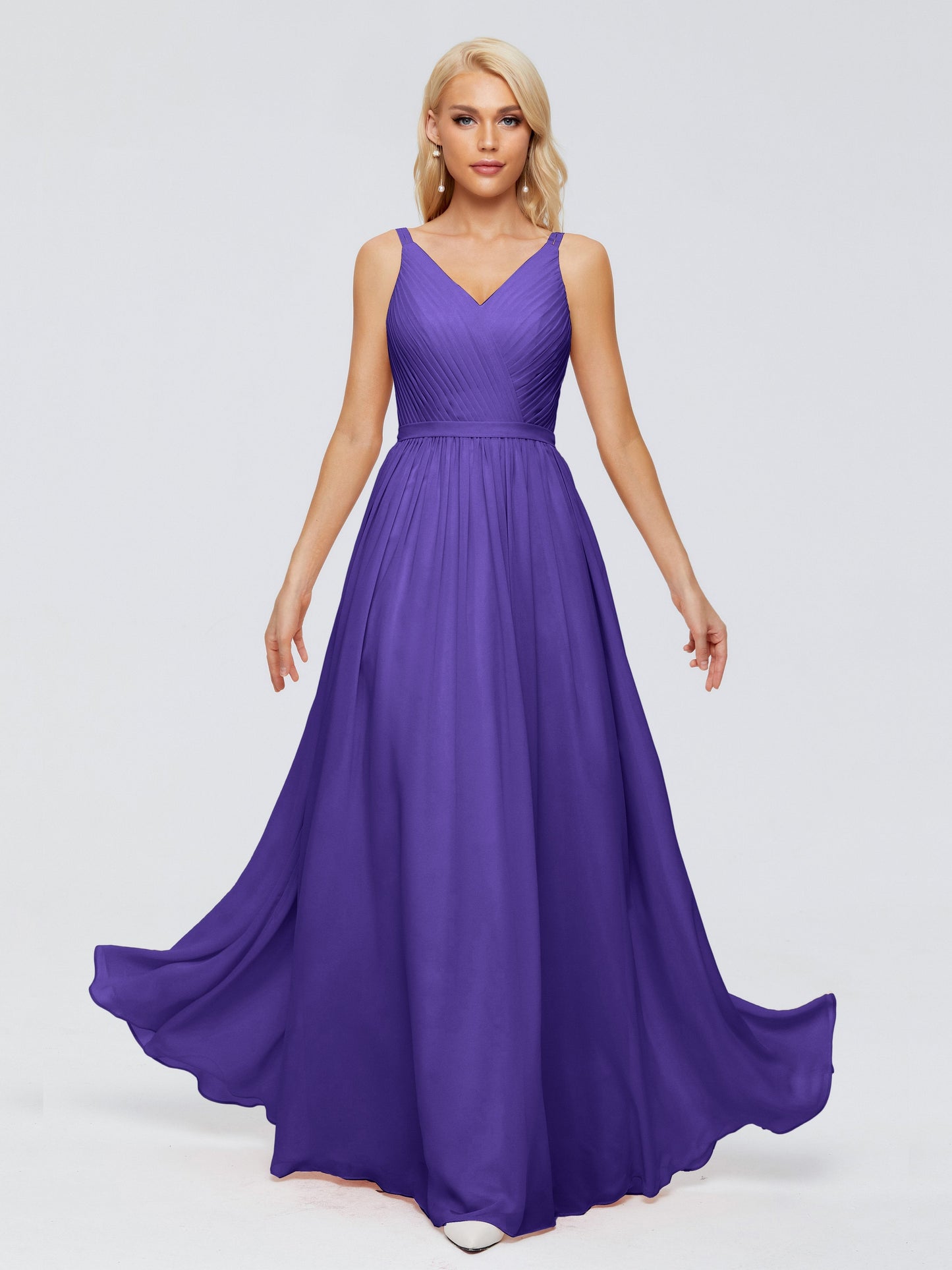 Morgan A-line V Neck Chiffon Bridesmaid Dresses