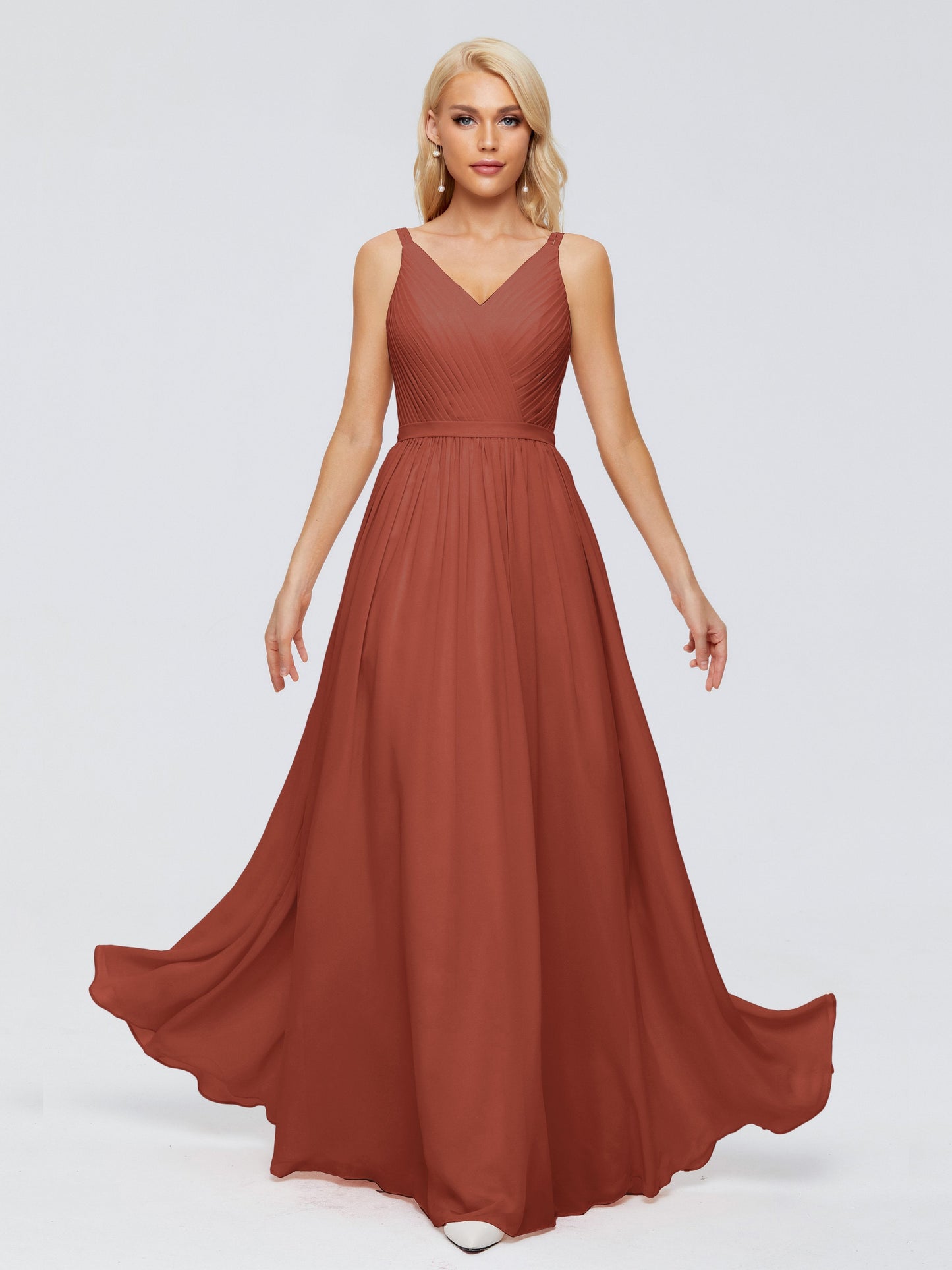 Morgan A-line V Neck Chiffon Bridesmaid Dresses