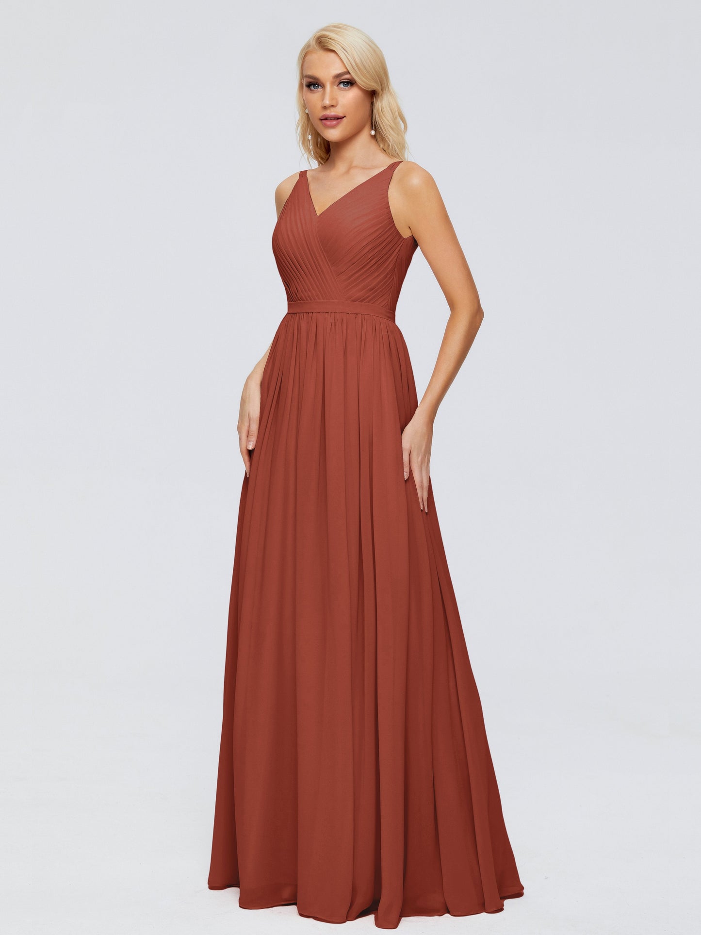 Morgan A-line V Neck Chiffon Bridesmaid Dresses