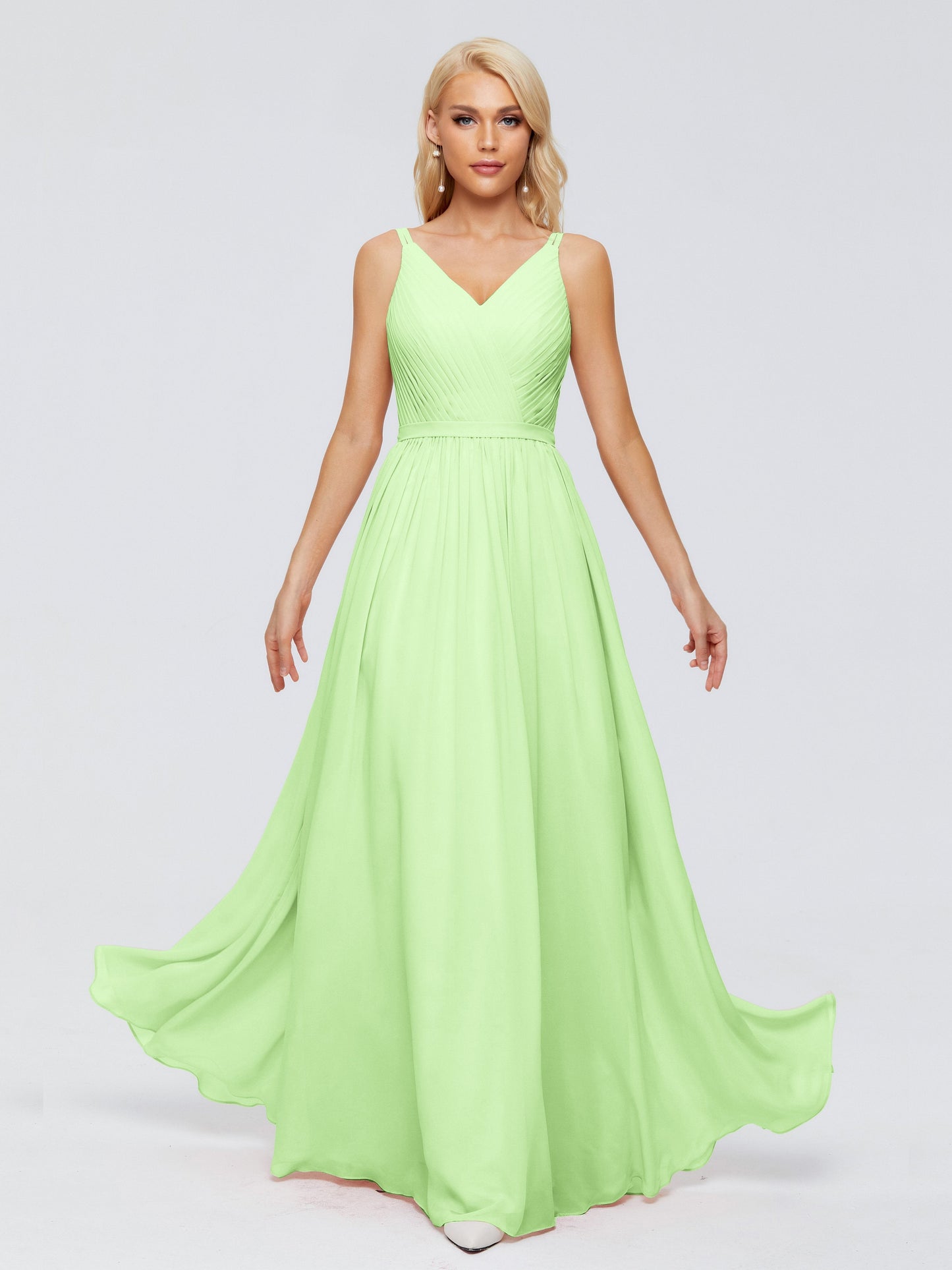 Morgan A-line V Neck Chiffon Bridesmaid Dresses