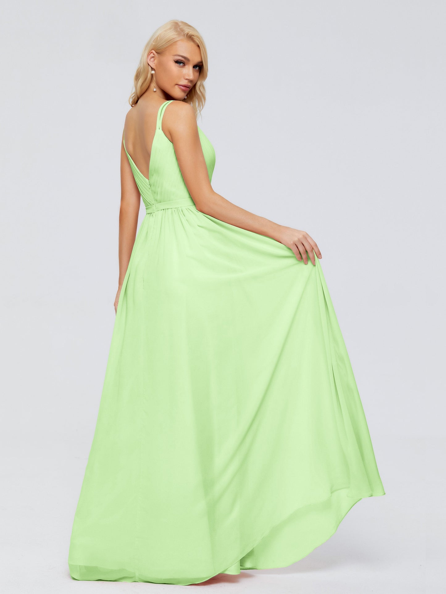 Morgan A-line V Neck Chiffon Bridesmaid Dresses