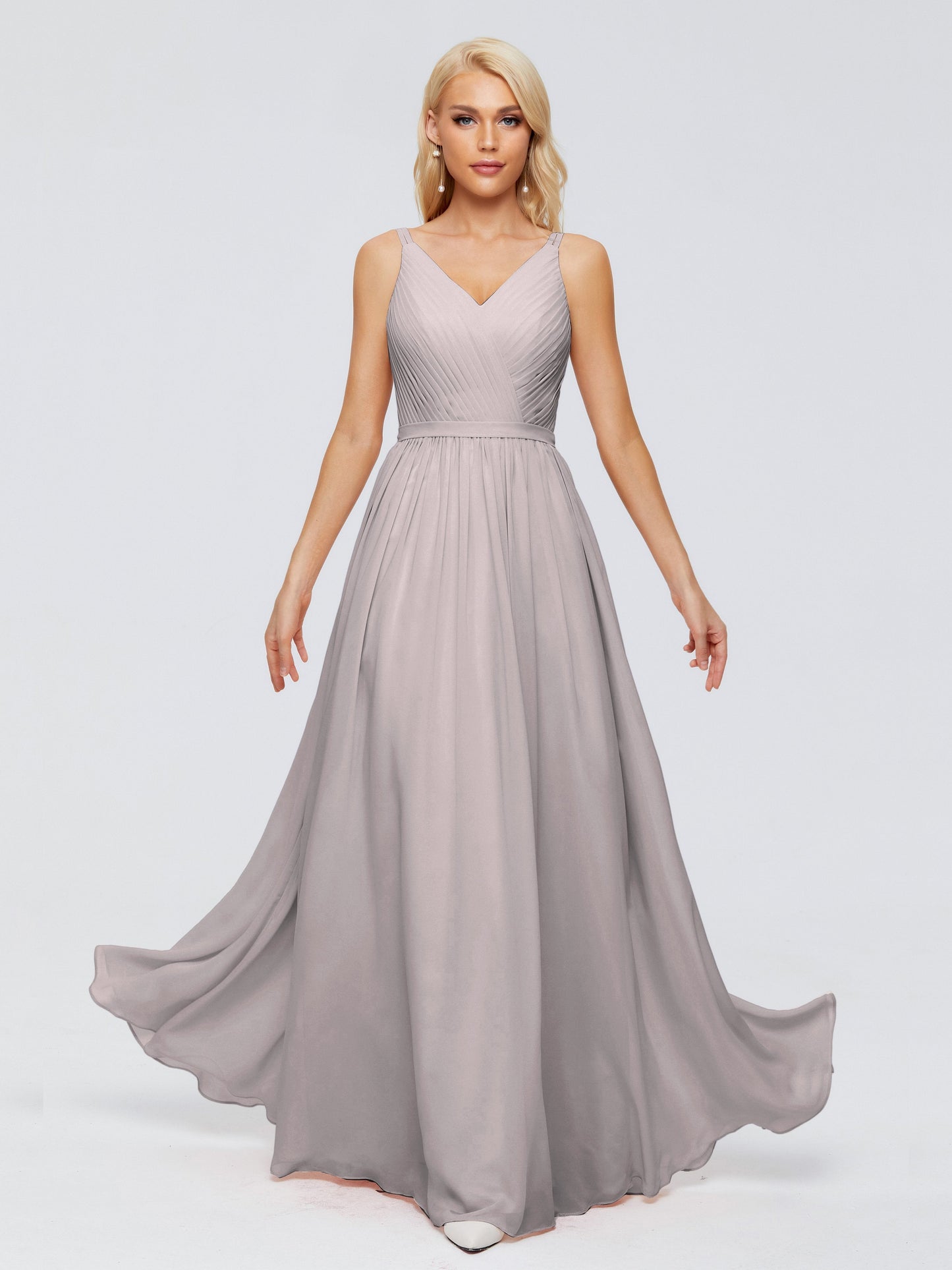 Morgan A-line V Neck Chiffon Bridesmaid Dresses