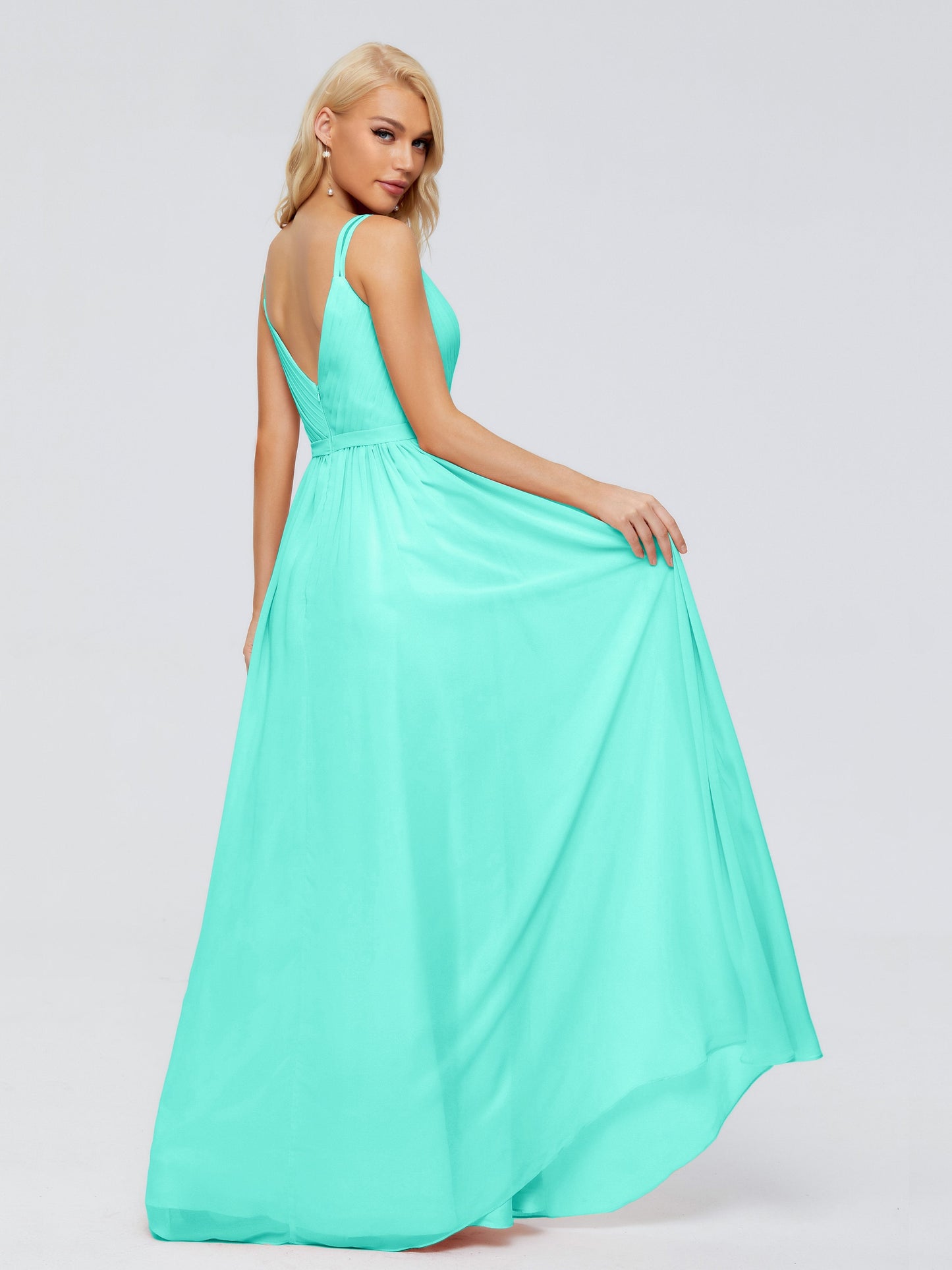 Morgan A-line V Neck Chiffon Bridesmaid Dresses