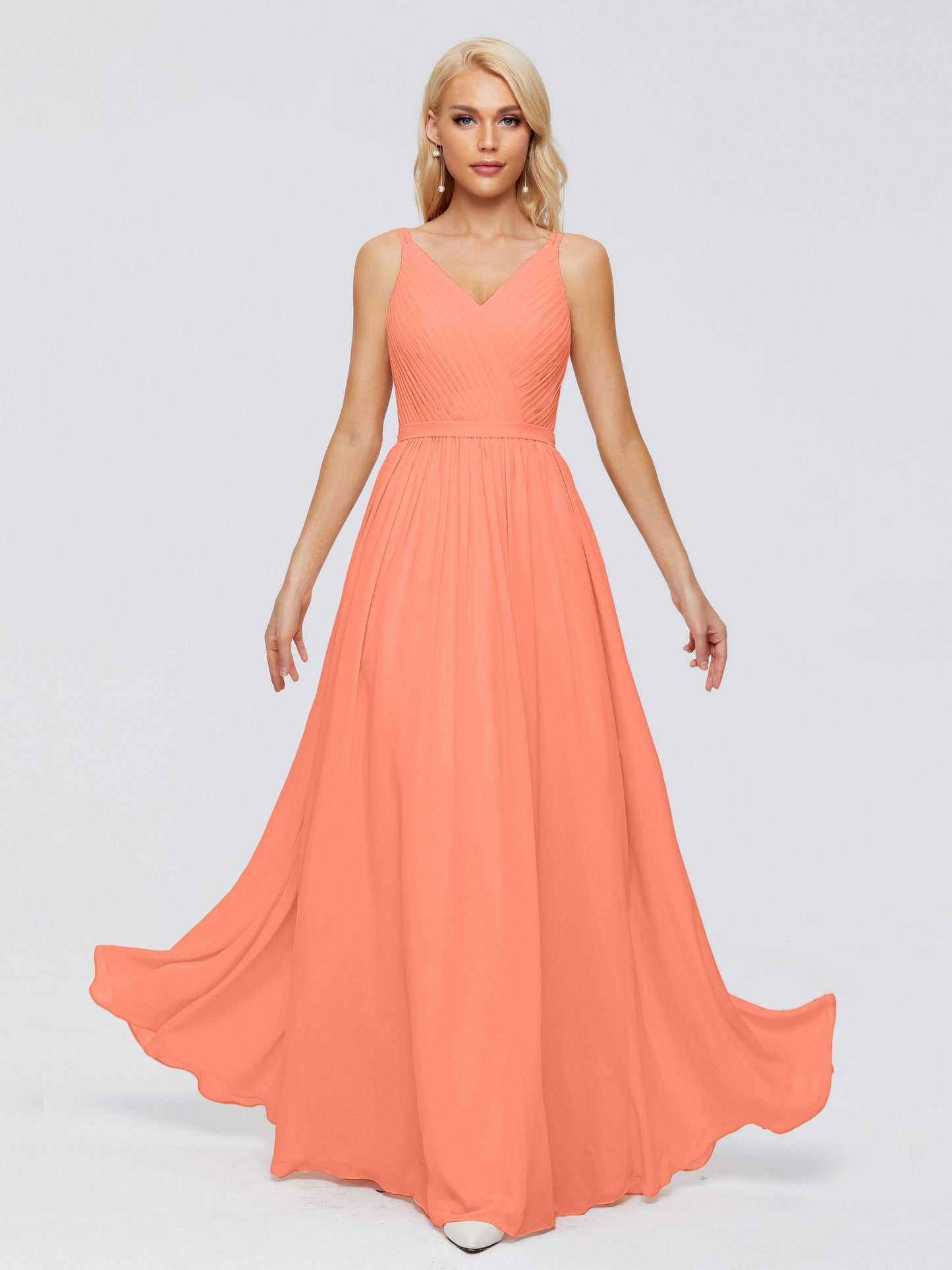 Morgan A-line V Neck Chiffon Bridesmaid Dresses