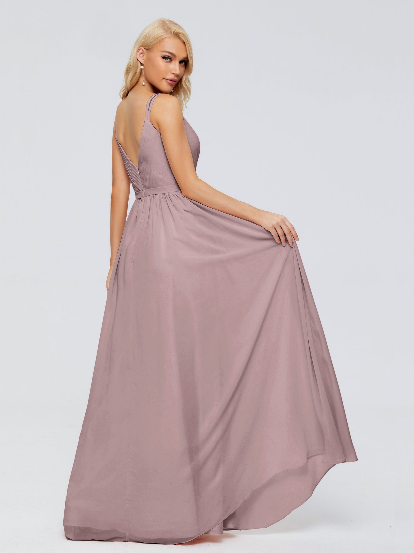 Morgan A-line V Neck Chiffon Bridesmaid Dresses