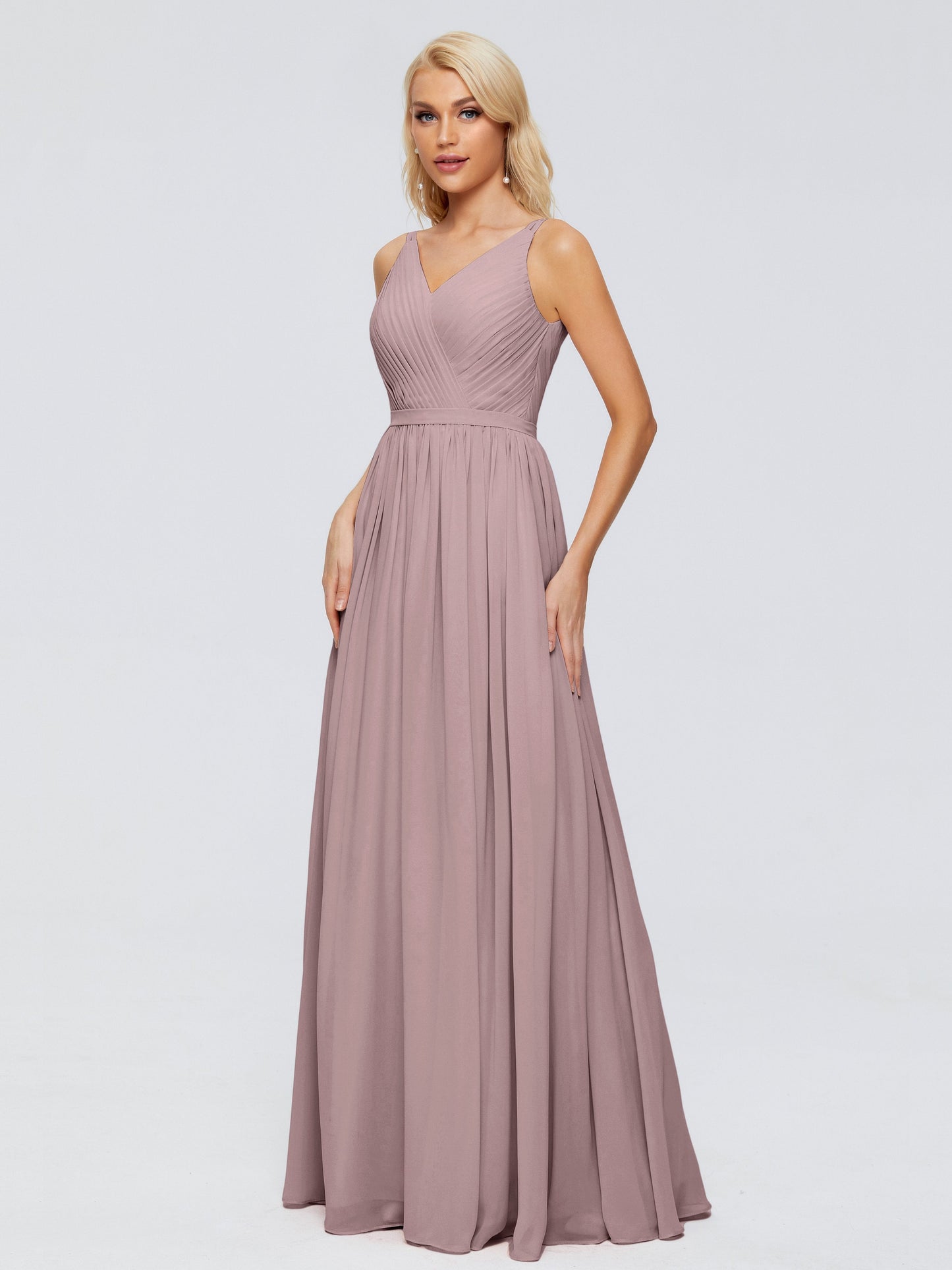 Morgan A-line V Neck Chiffon Bridesmaid Dresses