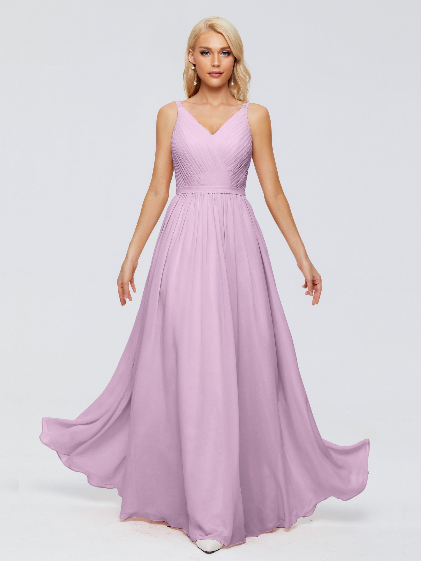 Morgan A-line V Neck Chiffon Bridesmaid Dresses