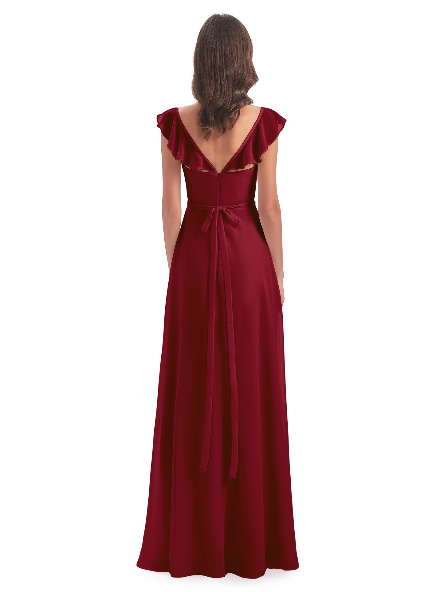 Mylah Sheath Cap Sleeves Split Chiffon Long Bridesmaid Dresses