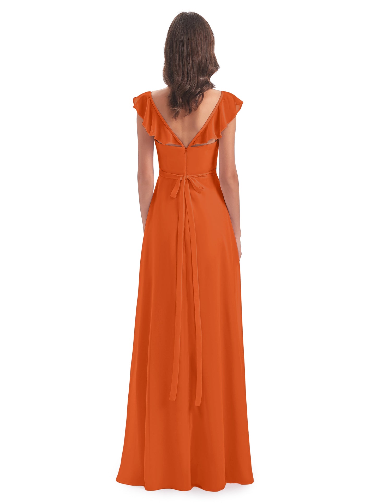 Mylah Sheath Cap Sleeves Split Chiffon Long Bridesmaid Dresses