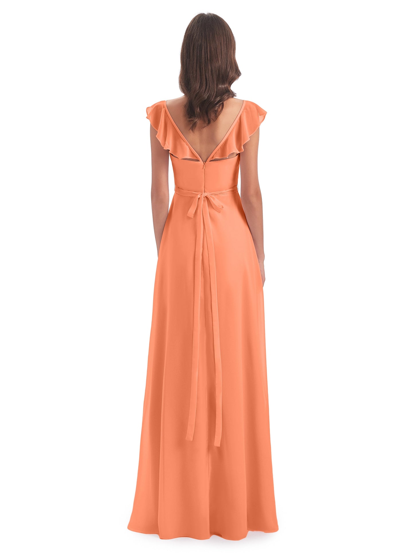 Mylah Sheath Cap Sleeves Split Chiffon Long Bridesmaid Dresses