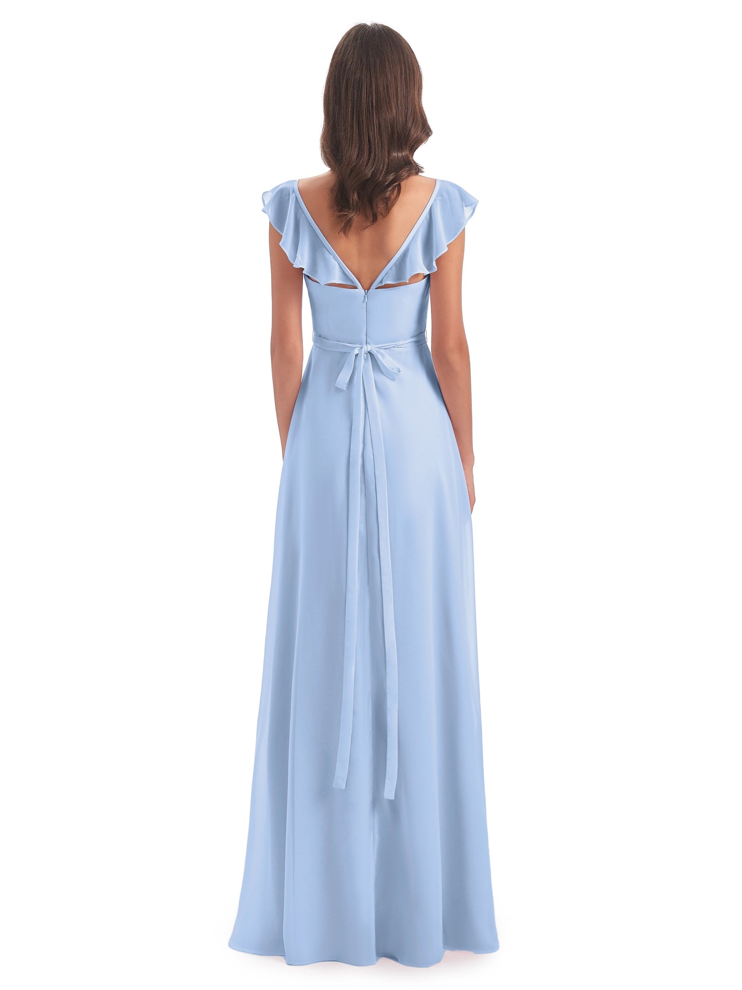 Mylah Sheath Cap Sleeves Split Chiffon Long Bridesmaid Dresses