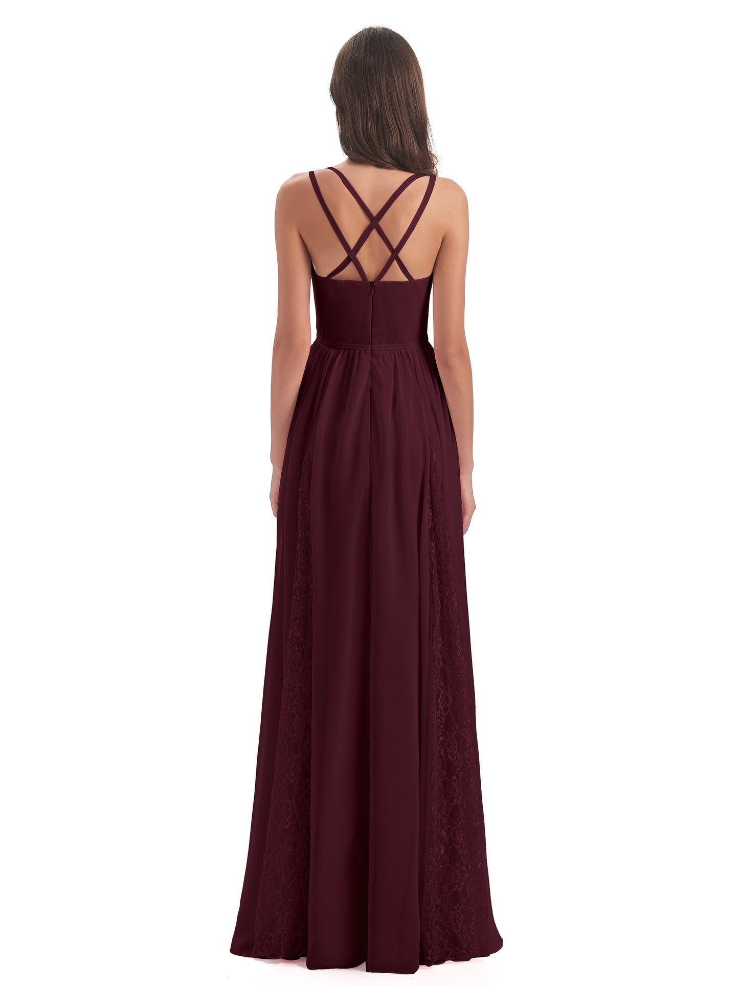 Nathalia Floor Length V-neck Chiffon Bridesmaid Dresses