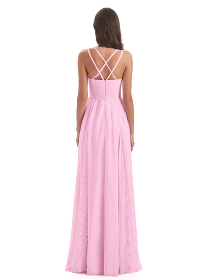 Nathalia Floor Length V-neck Chiffon Bridesmaid Dresses
