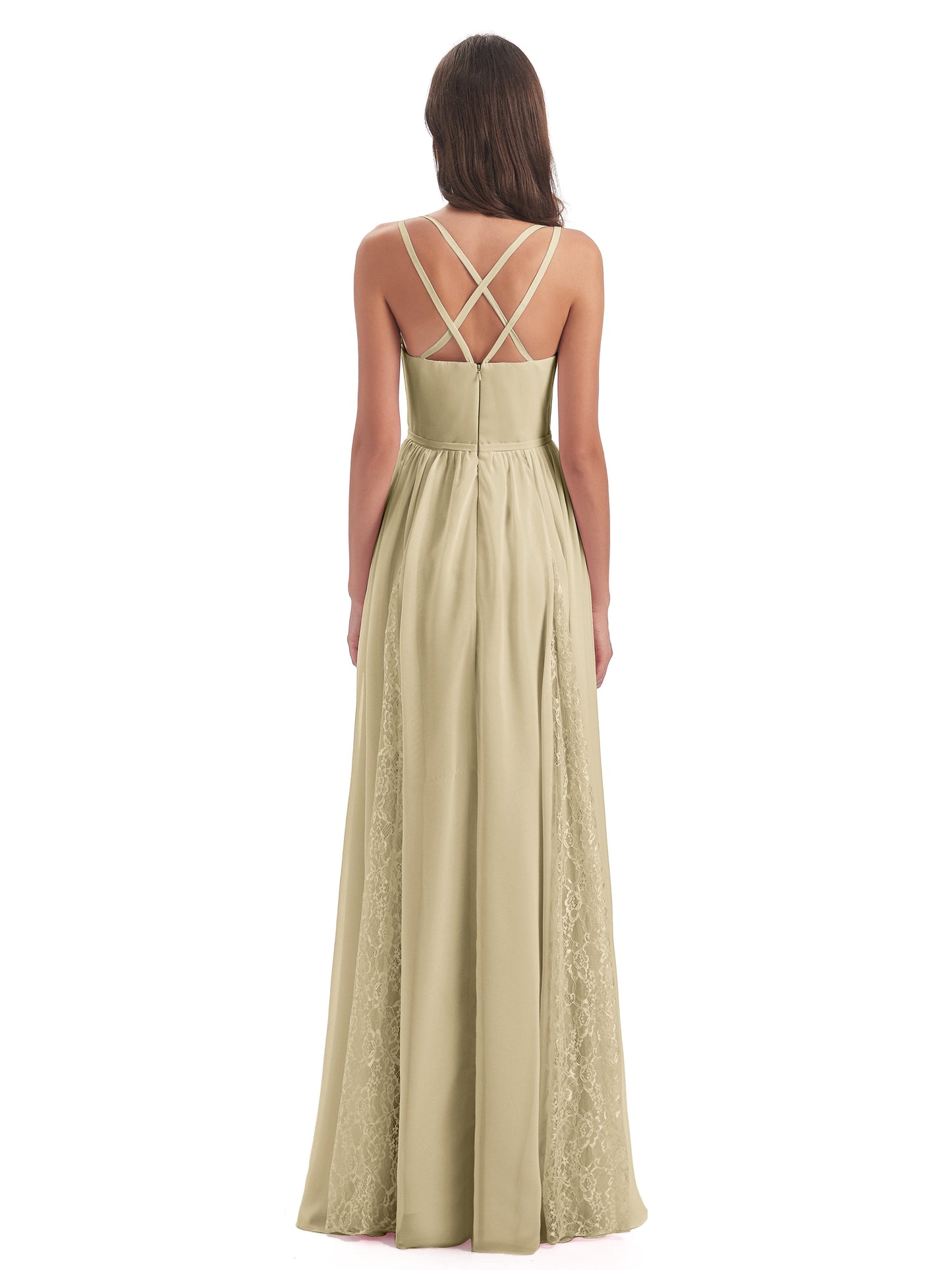 Nathalia Floor Length V-neck Chiffon Bridesmaid Dresses