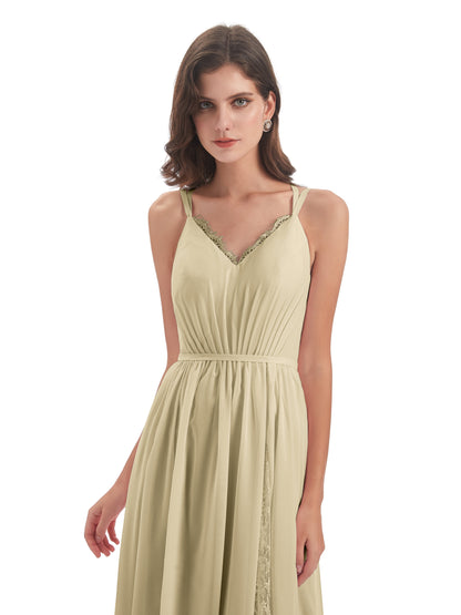 Nathalia Floor Length V-neck Chiffon Bridesmaid Dresses