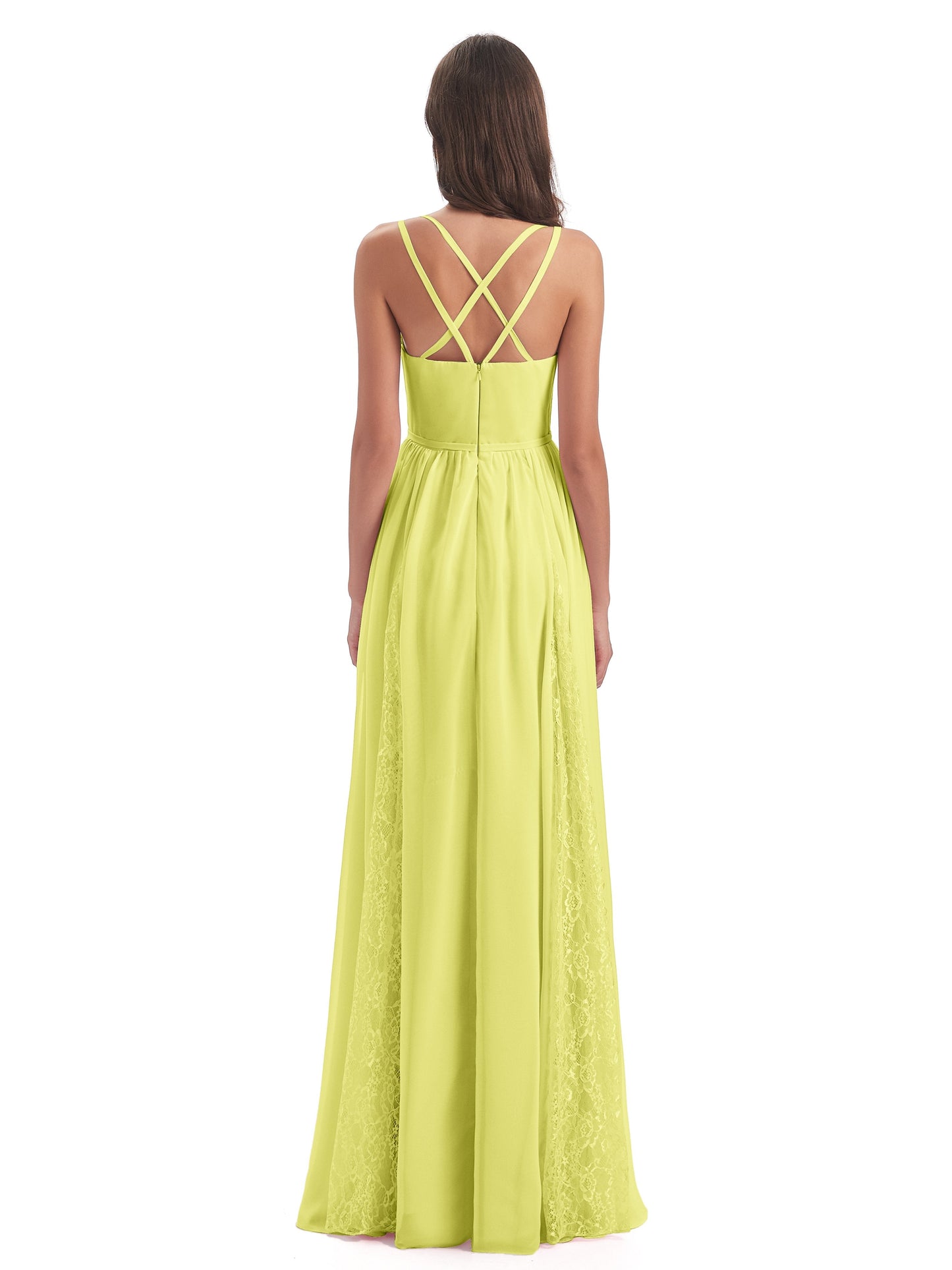 Nathalia Floor Length V-neck Chiffon Bridesmaid Dresses