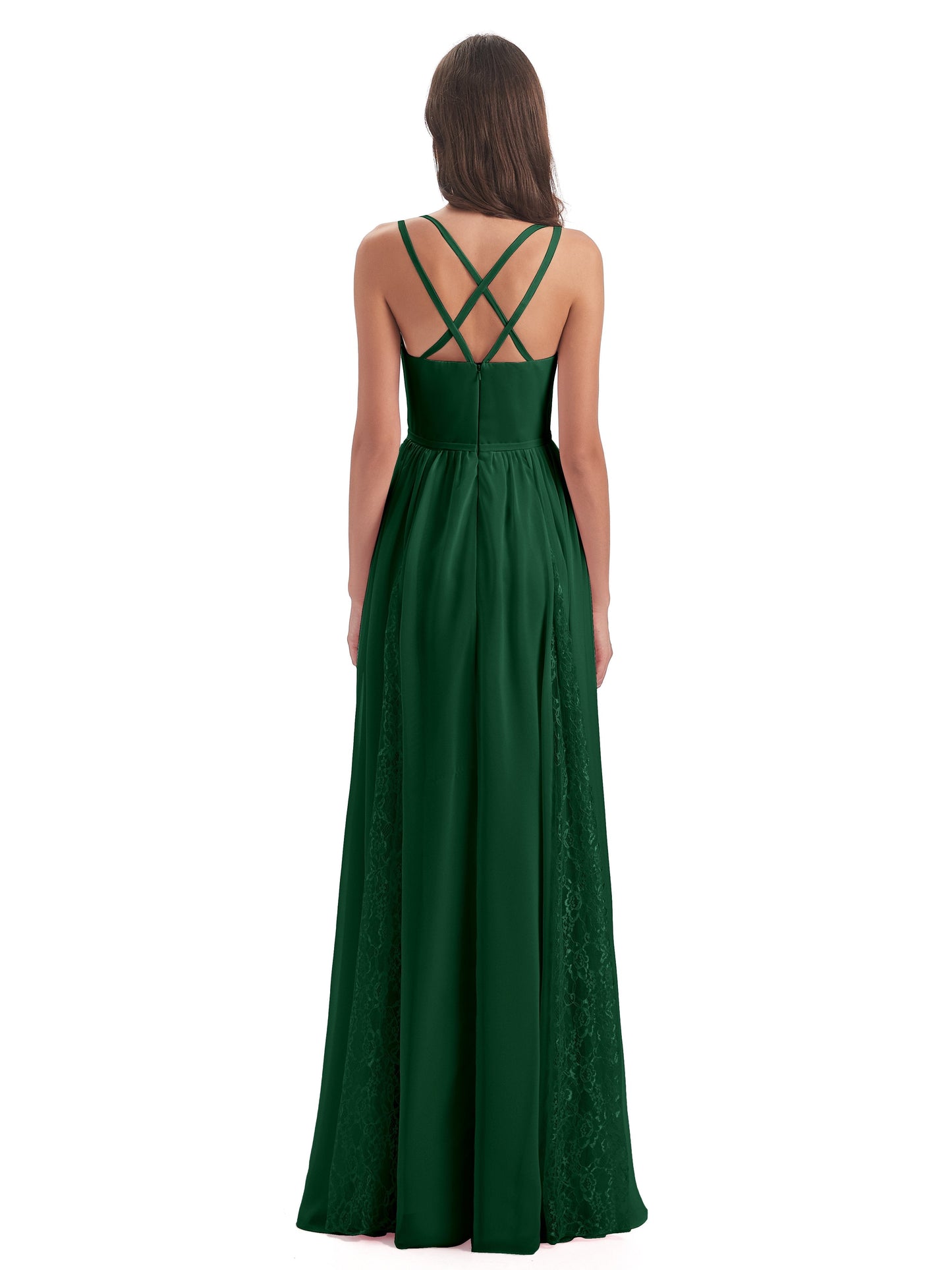 Nathalia Floor Length V-neck Chiffon Bridesmaid Dresses