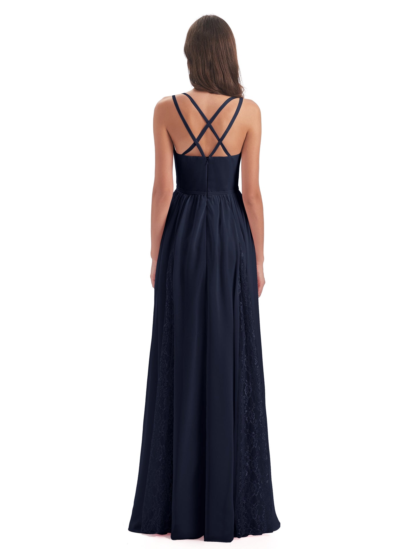 Nathalia Floor Length V-neck Chiffon Bridesmaid Dresses