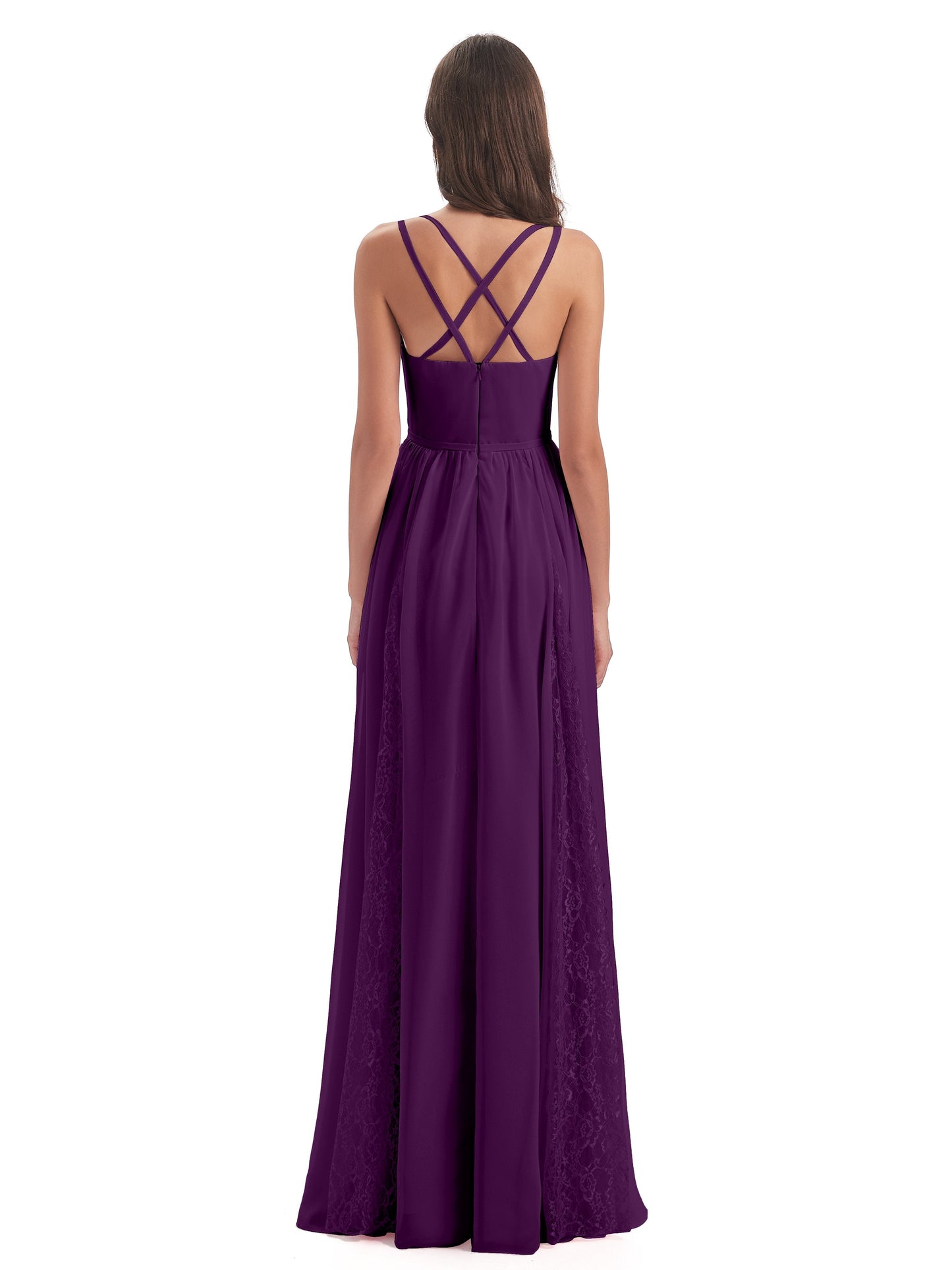 Nathalia Floor Length V-neck Chiffon Bridesmaid Dresses