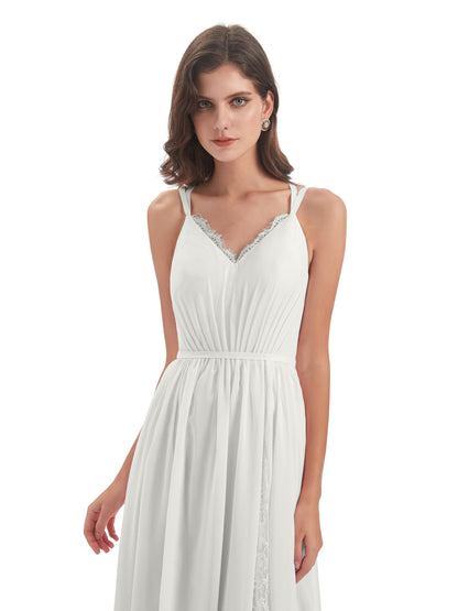 Nathalia Floor Length V-neck Chiffon Bridesmaid Dresses