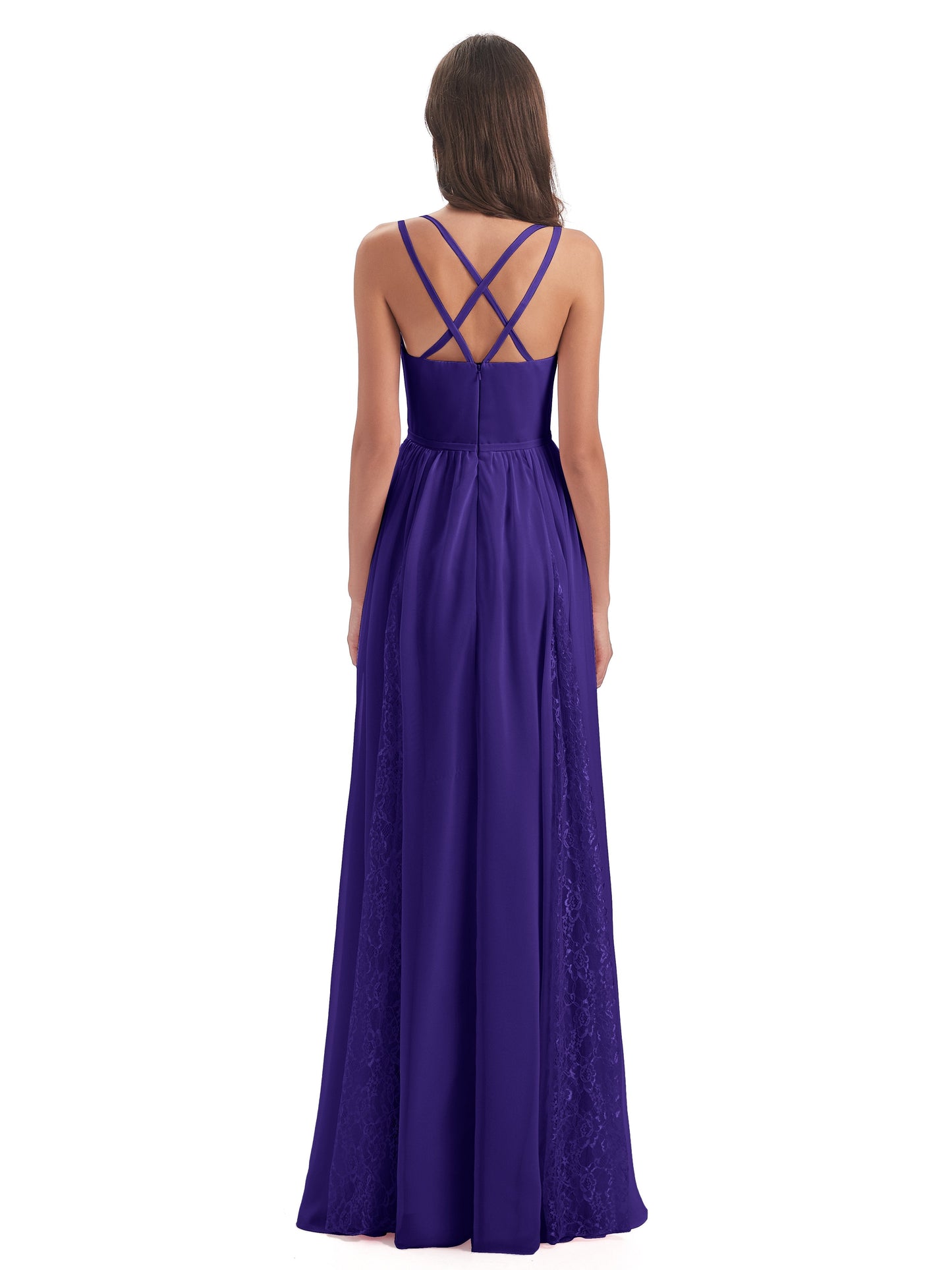 Nathalia Floor Length V-neck Chiffon Bridesmaid Dresses