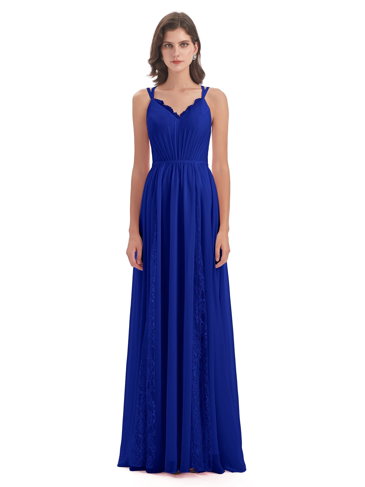 Nathalia Floor Length V-neck Chiffon Bridesmaid Dresses