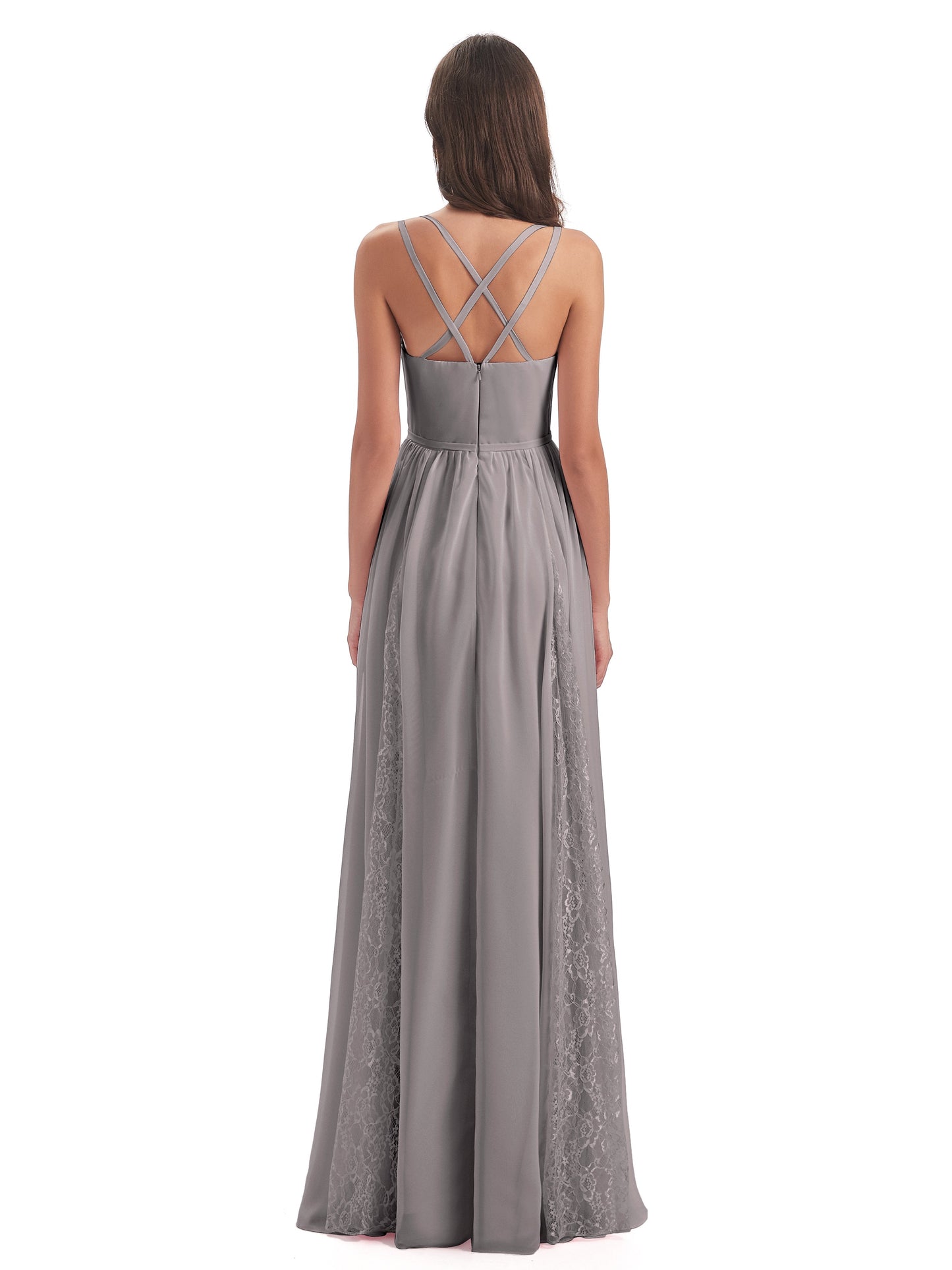 Nathalia Floor Length V-neck Chiffon Bridesmaid Dresses