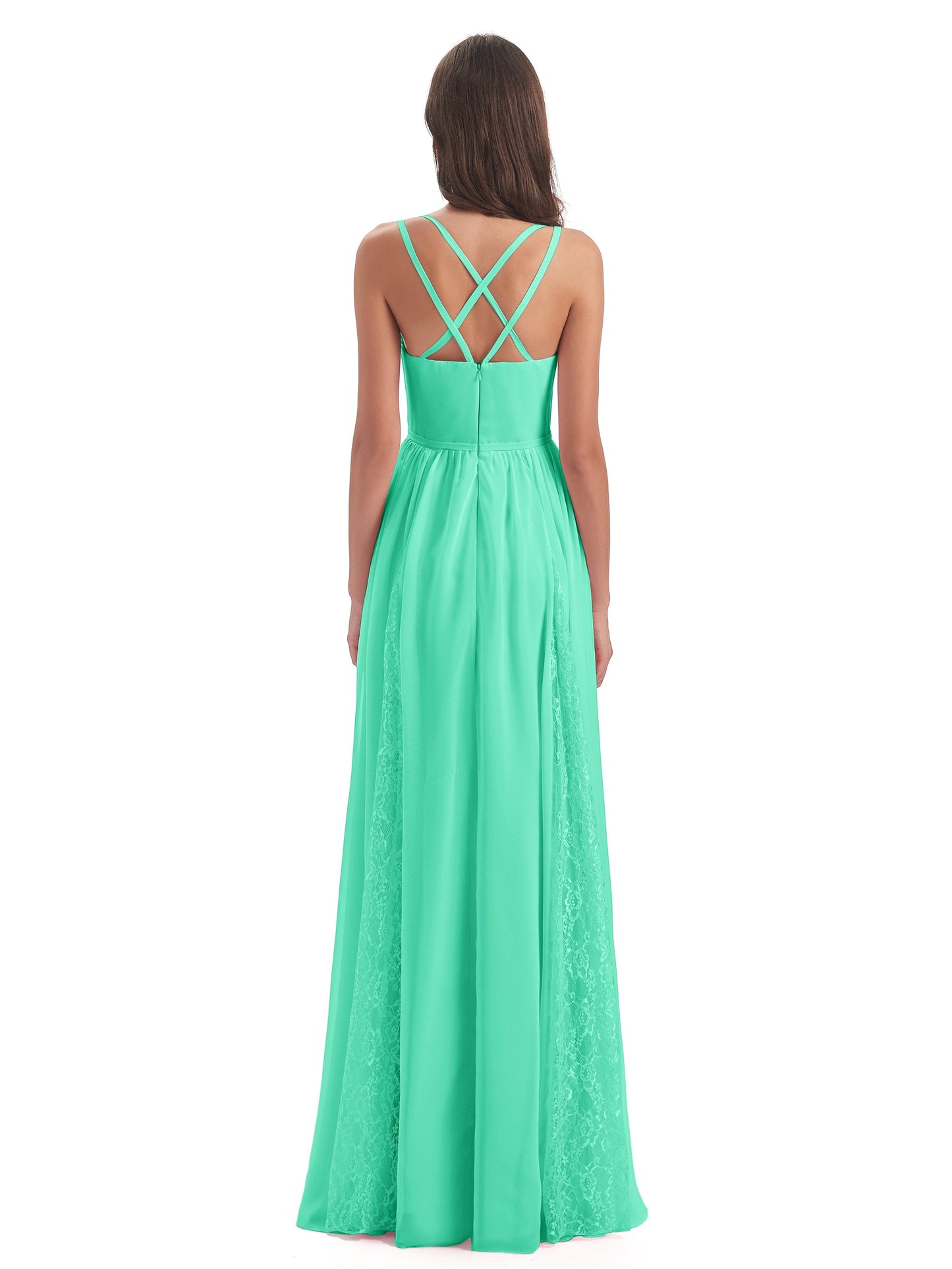 Nathalia Floor Length V-neck Chiffon Bridesmaid Dresses
