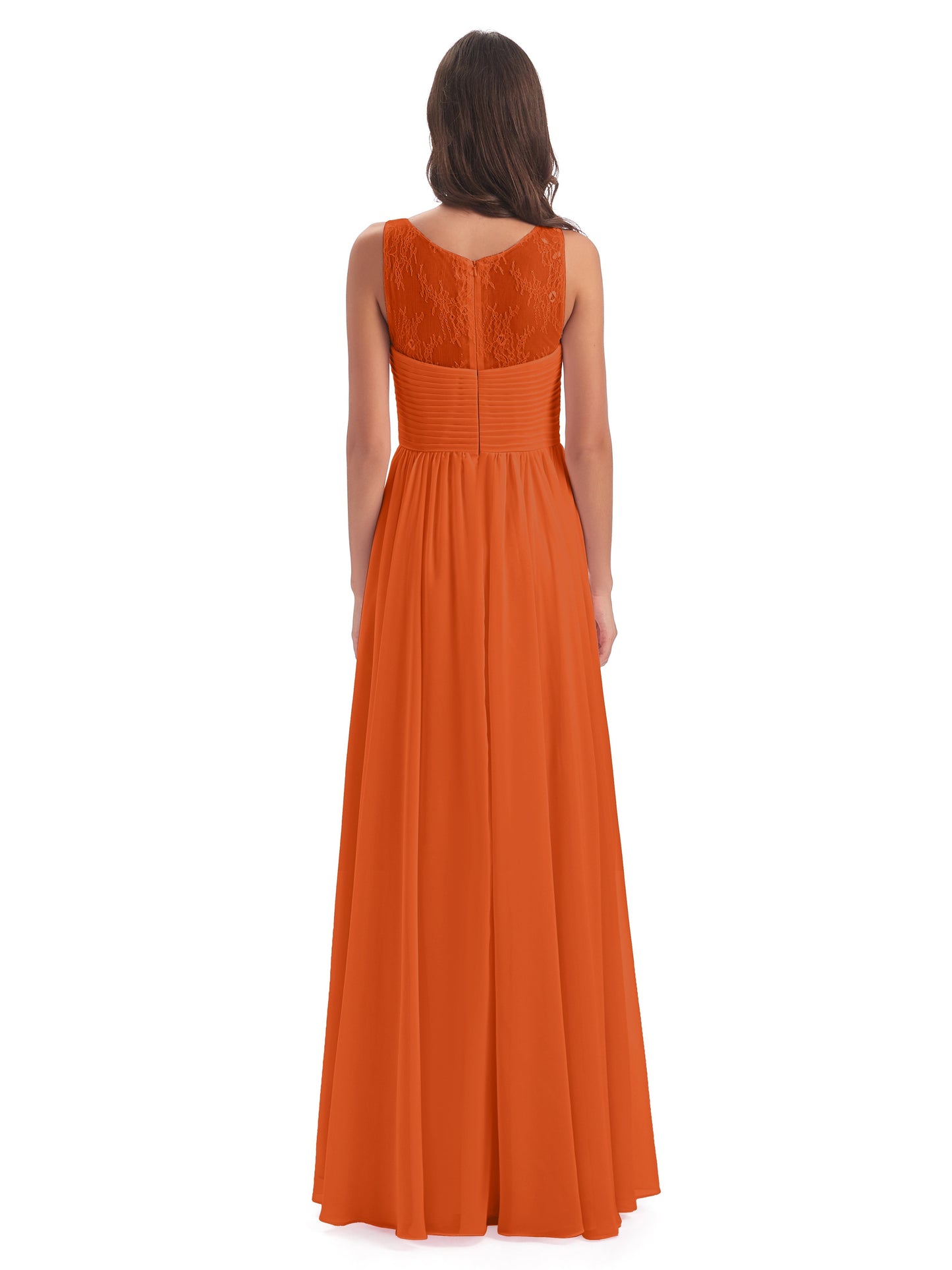 Naya Floor Length Illusion Lace Bridesmaid Dresses