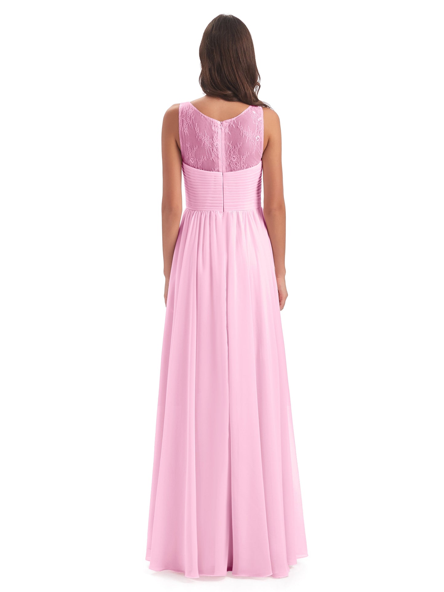 Naya Floor Length Illusion Lace Bridesmaid Dresses