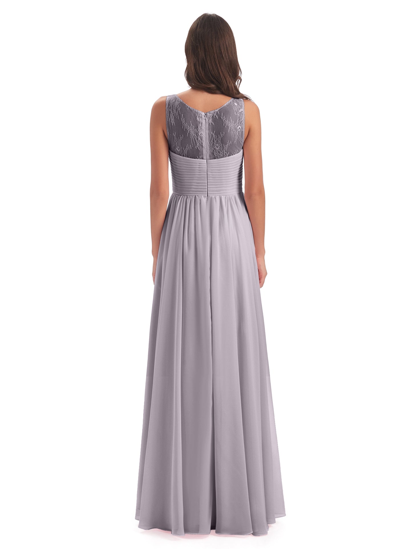 Naya Floor Length Illusion Lace Bridesmaid Dresses