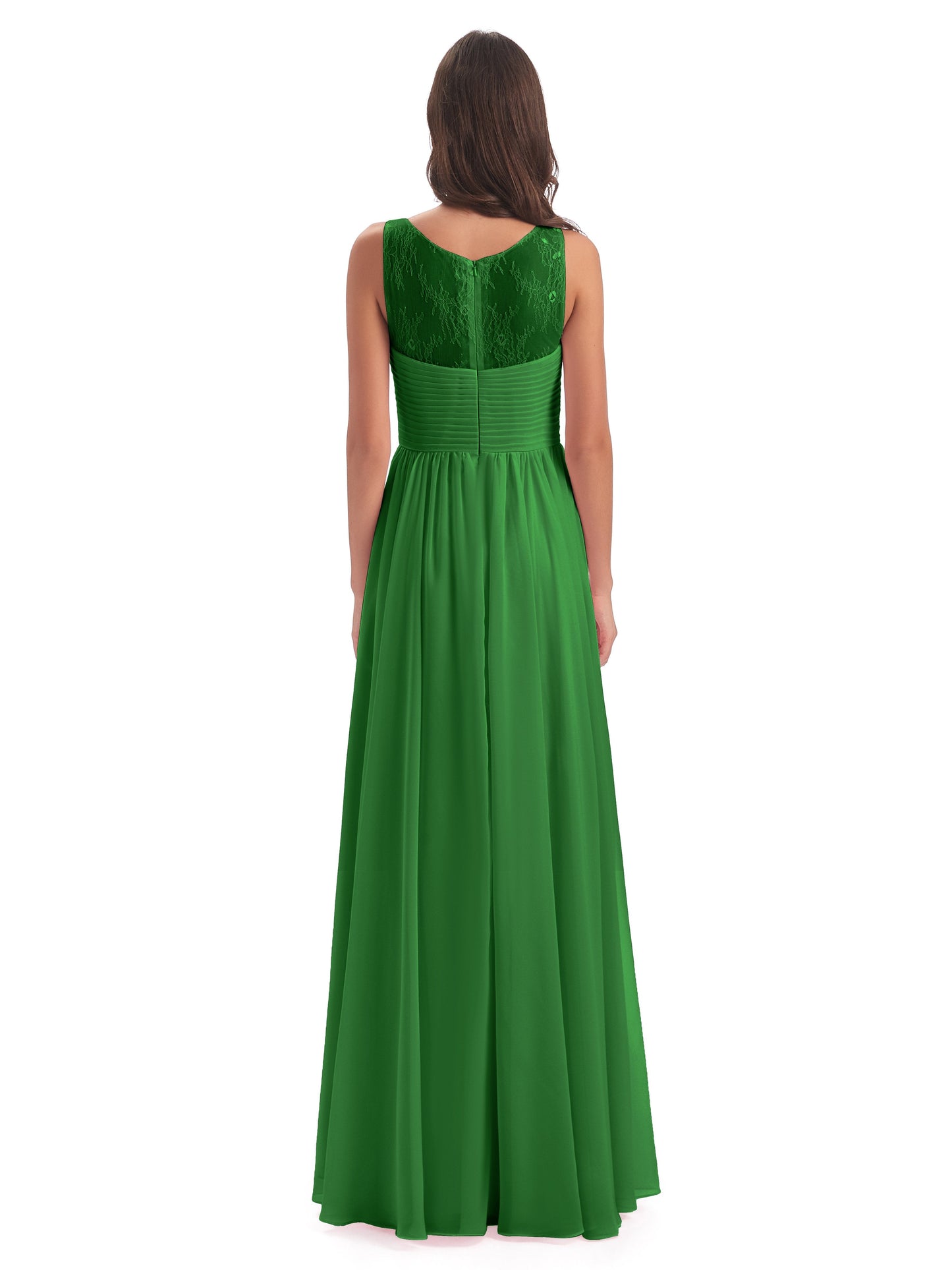 Naya Floor Length Illusion Lace Bridesmaid Dresses